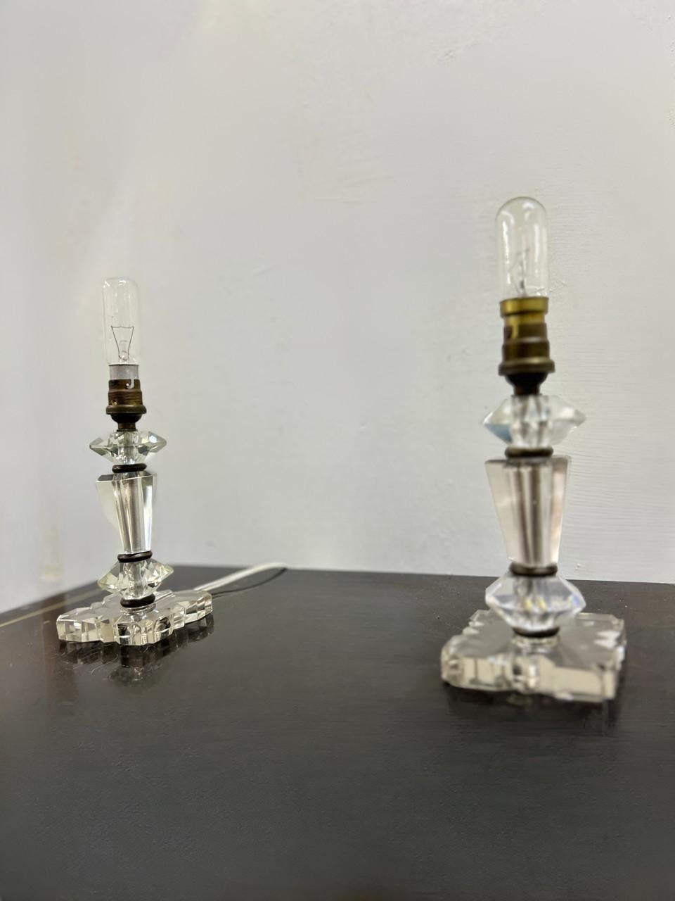 Dos Lámparas Art Decó ITSO Baccarat y Jacques Adnet, Francia circa 1940 en venta 1