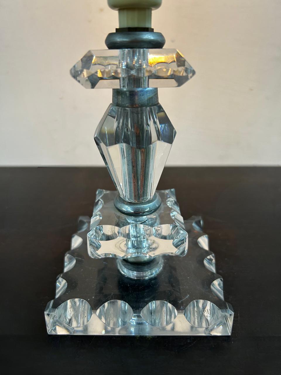 Lámpara Art Déco ITSO Baccarat, Francia circa 1940, Attr. a Jacques Adnet Cristal en venta