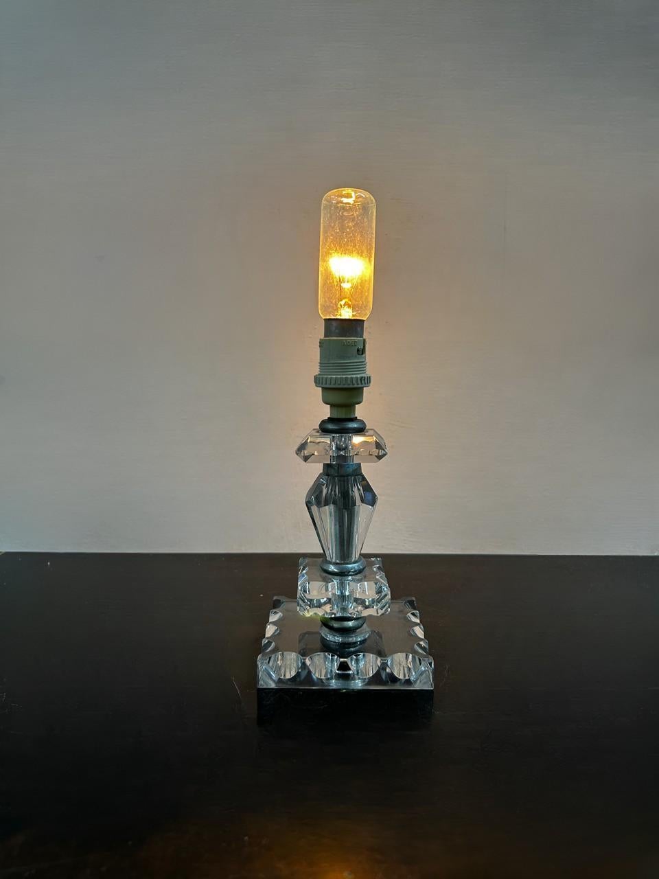 Lámpara Art Déco ITSO Baccarat, Francia circa 1940, Attr. a Jacques Adnet en venta 1