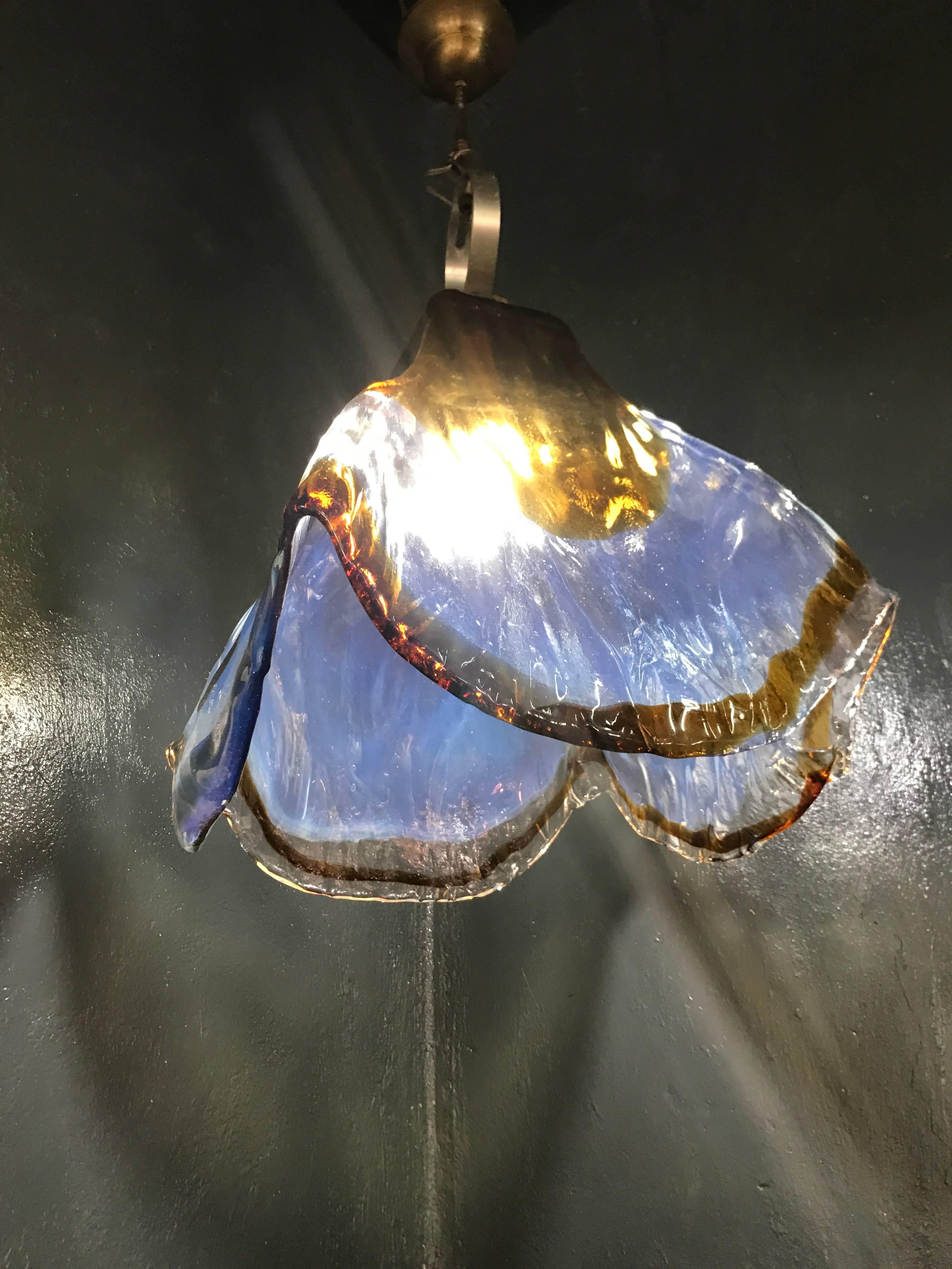 Hand-Crafted Mid-Century Modern Pendant Light by Mazzega in Murano Opalescent Glass