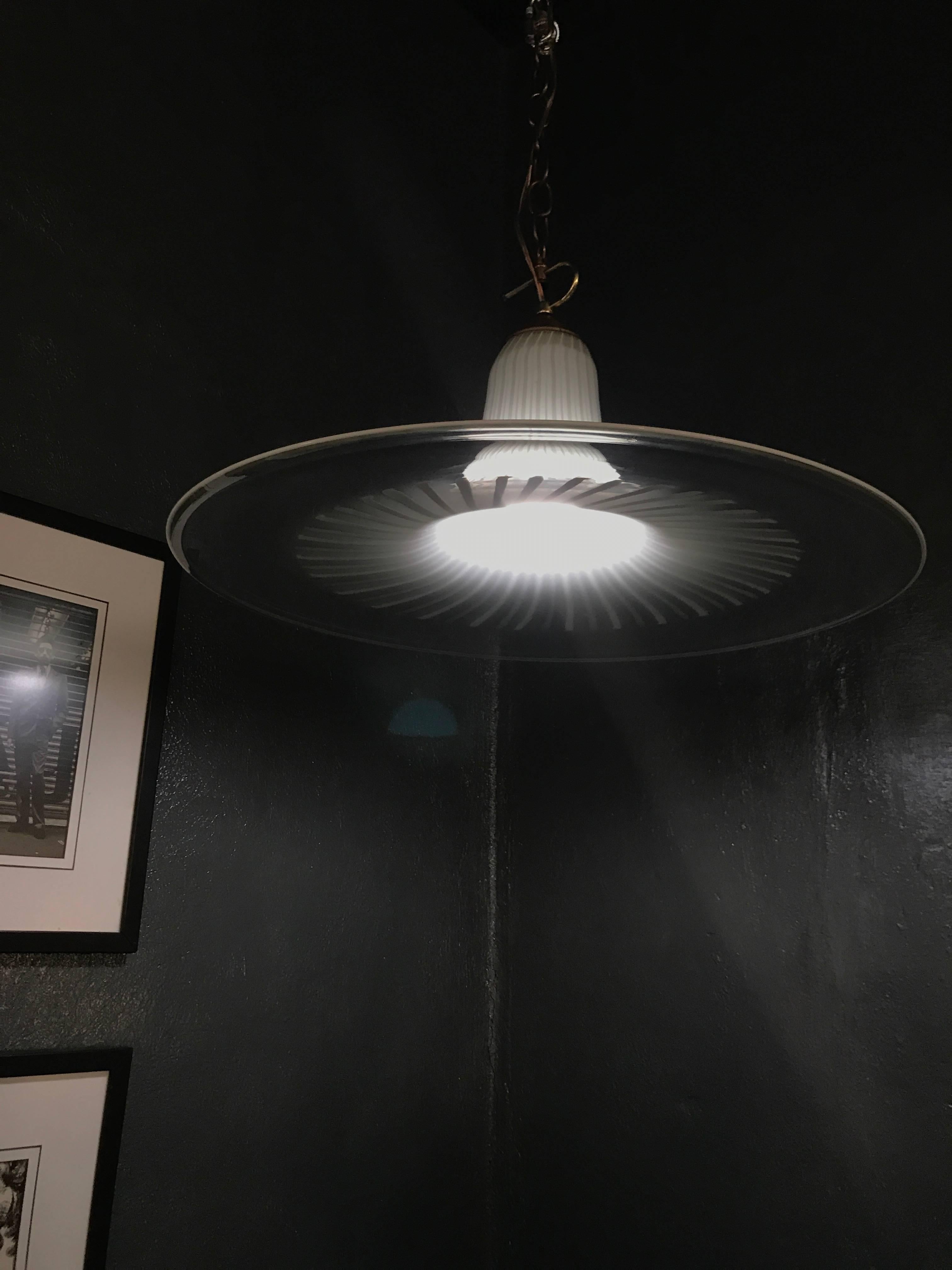 Lampada a sospensione grande in vetro di Murano di Lino Tagliapietra, stile metà secolo moderno In condizioni buone in vendita a Merida, Yucatan