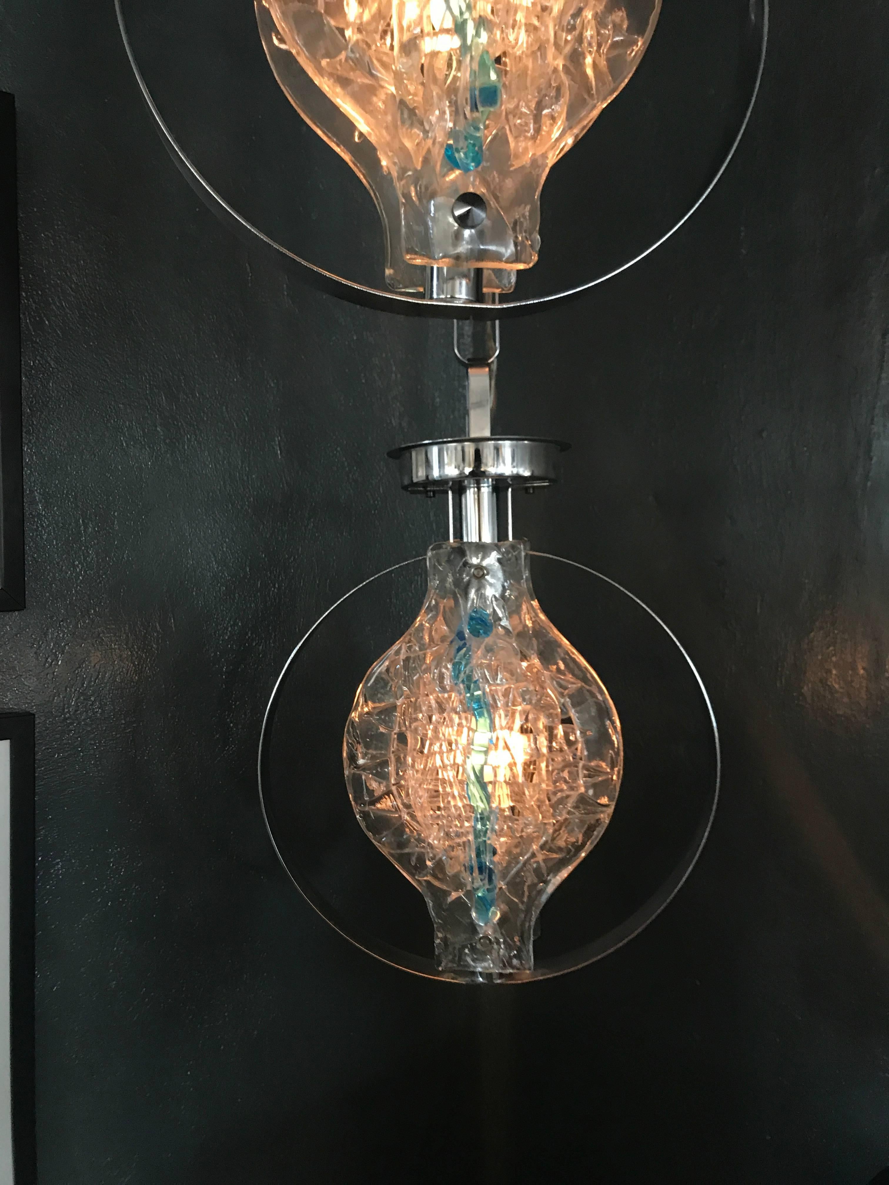 Hand-Crafted Pair of Pendant Lights by Angelo Brotto for Esperia For Sale