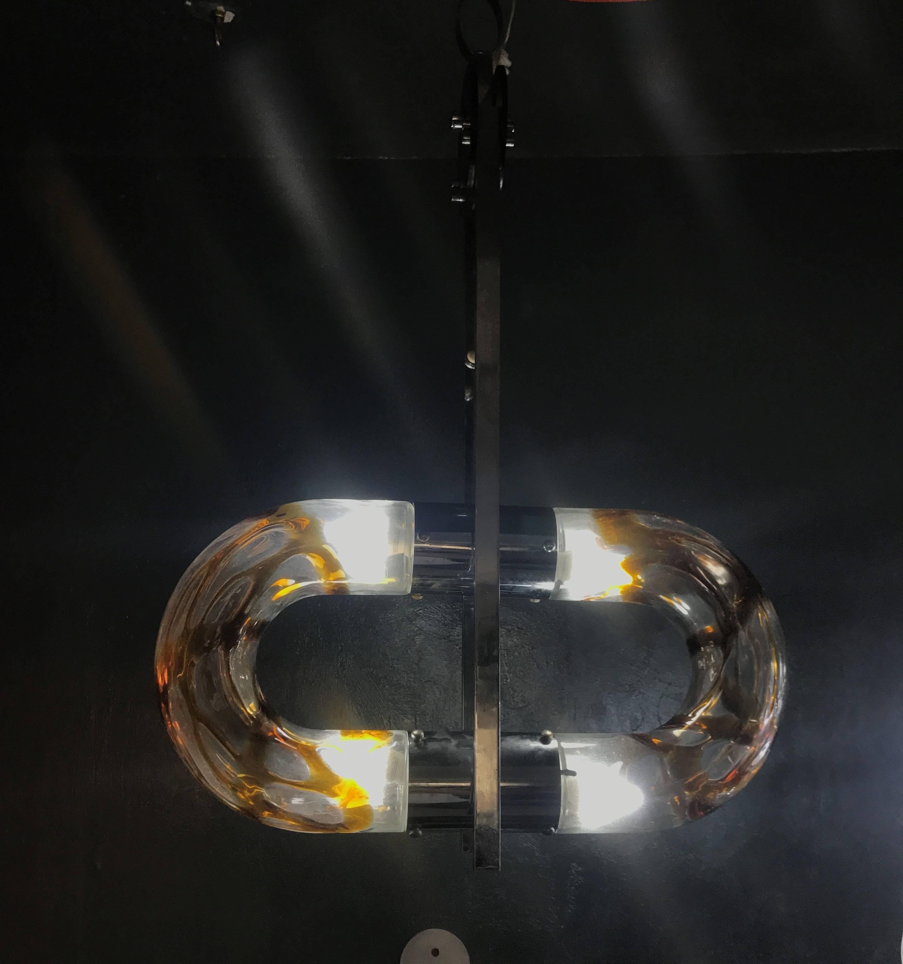 Hand-Crafted Space Age Chandelier by Aldo Nason for Mazzega, circa 1970 For Sale