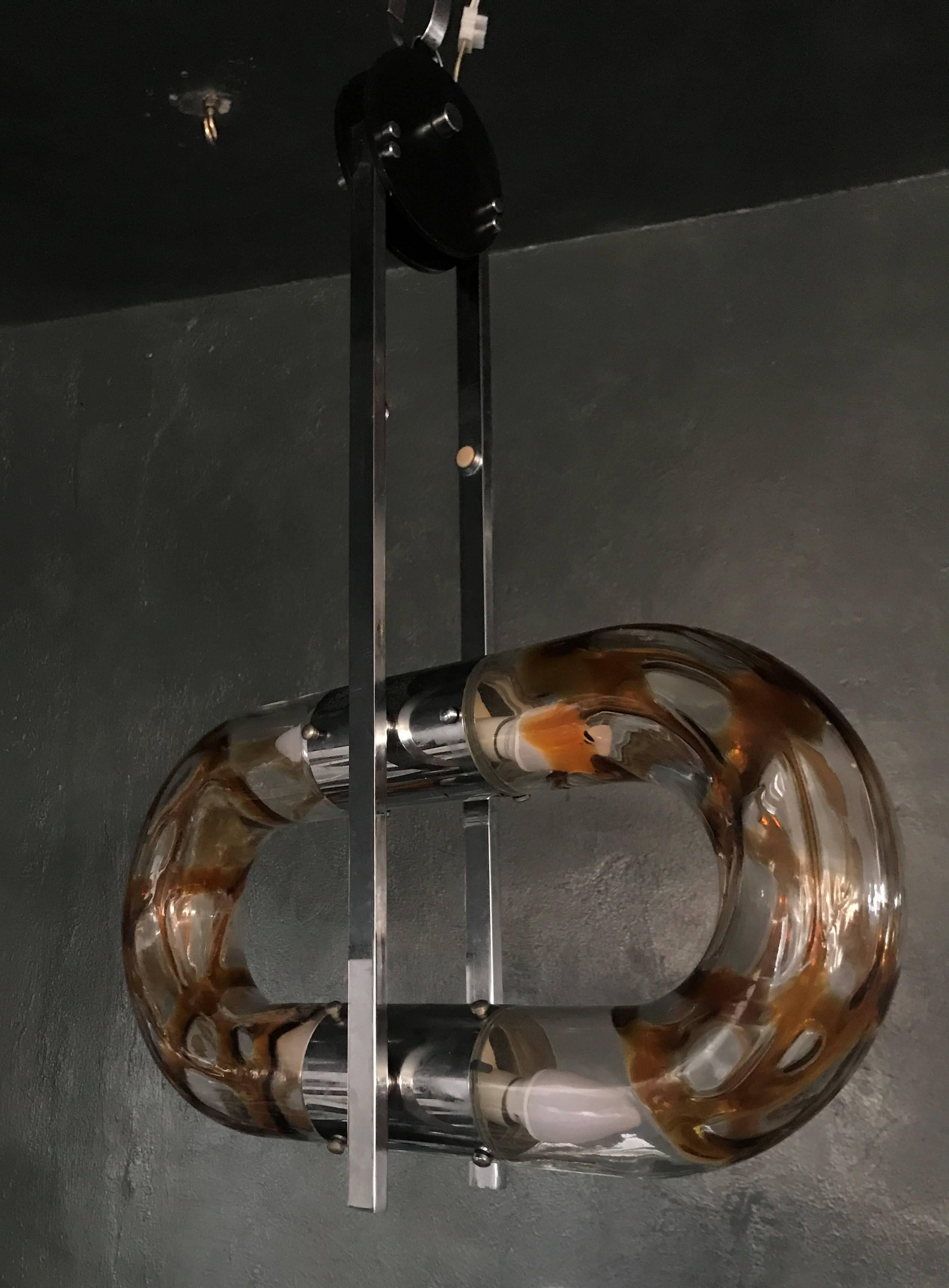 Italian Space Age Chandelier by Aldo Nason for Mazzega, circa 1970 For Sale