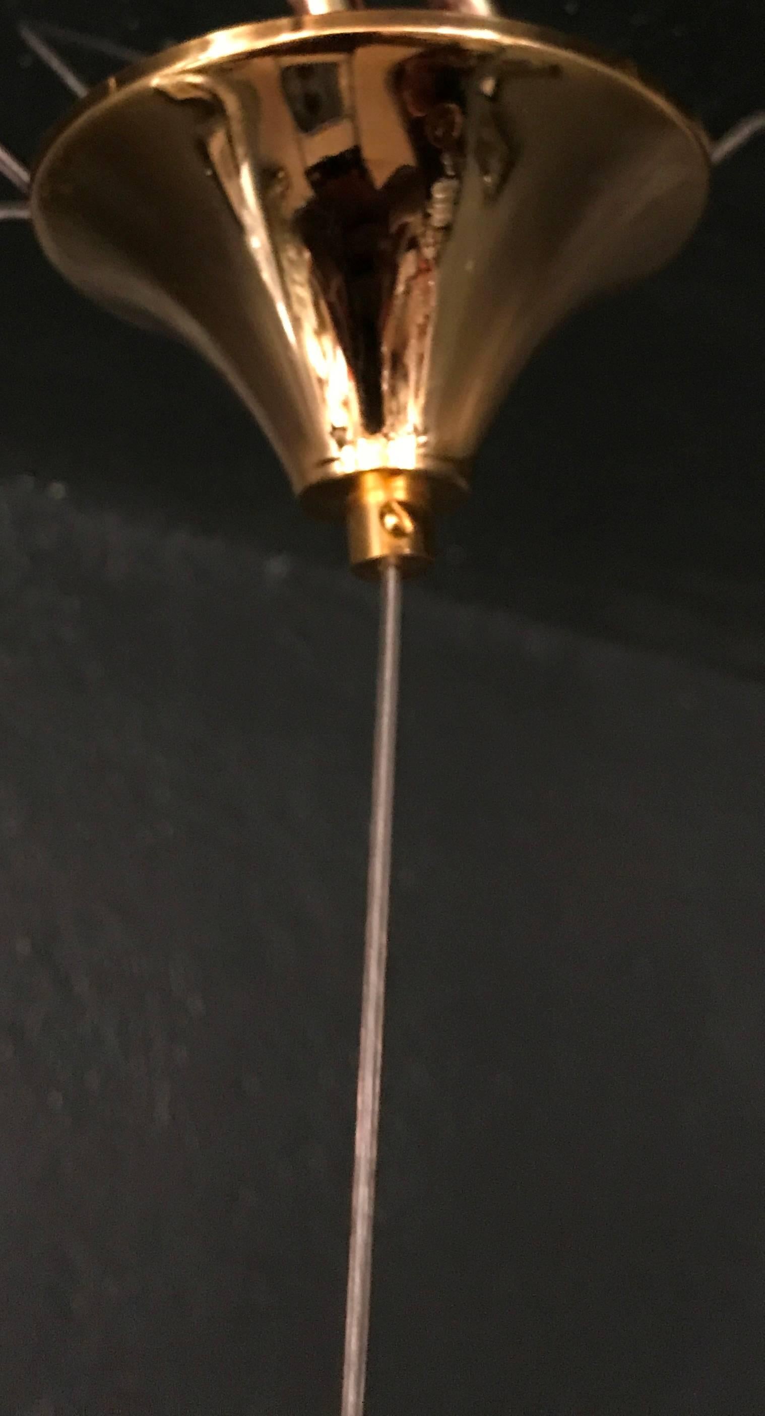 Pair of Mid-Century Modern Adjustable Brass Pendant Light by Lamter Milano 4