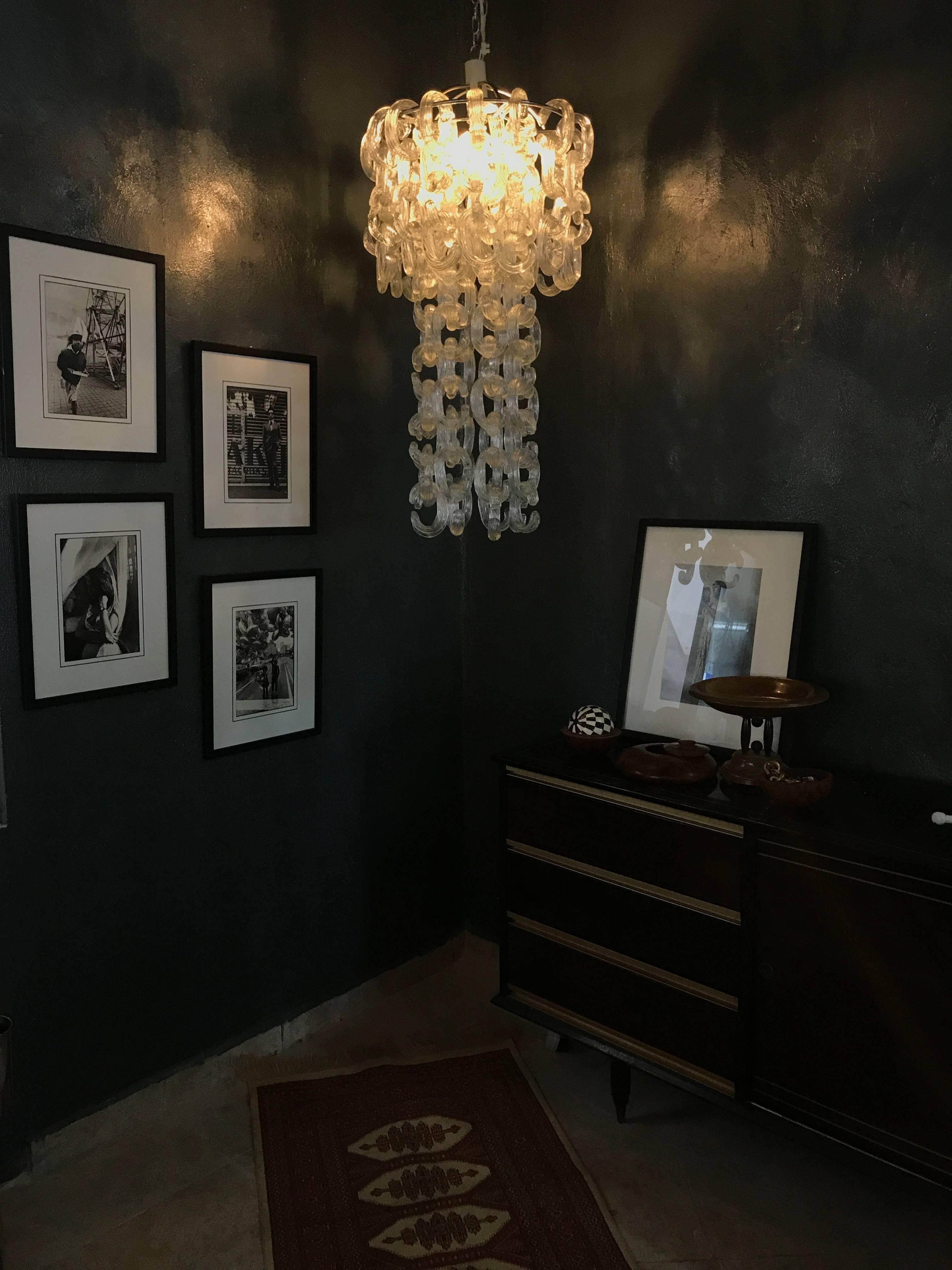 Fatto a mano Lampadario moderno di metà secolo di Fratelli Toso, disegnato da Giusto Toso, 1968 in vendita