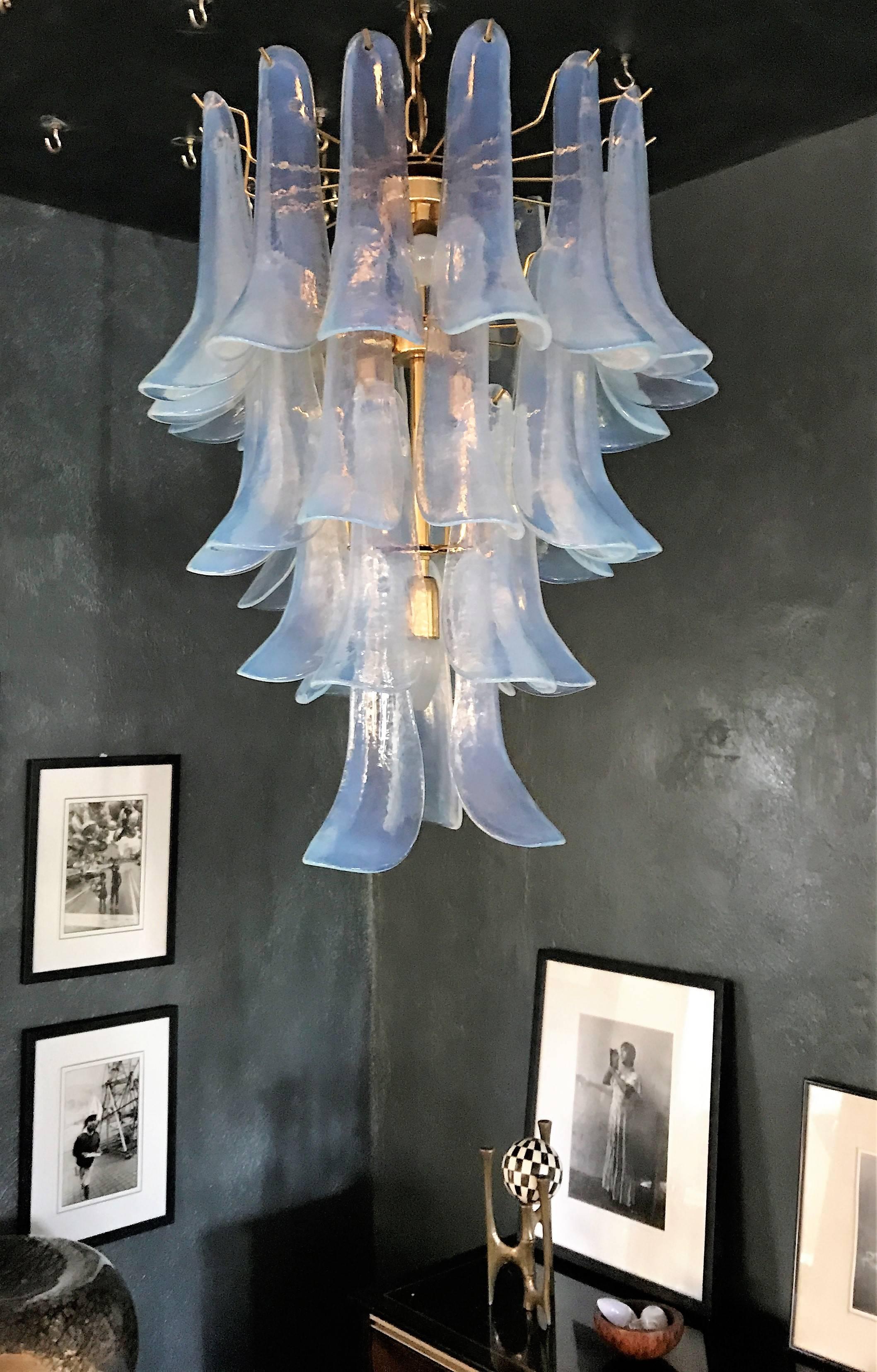 Beautiful six-light chandelier in opalescent Murano glass by La Murrina, every glass element bears a 