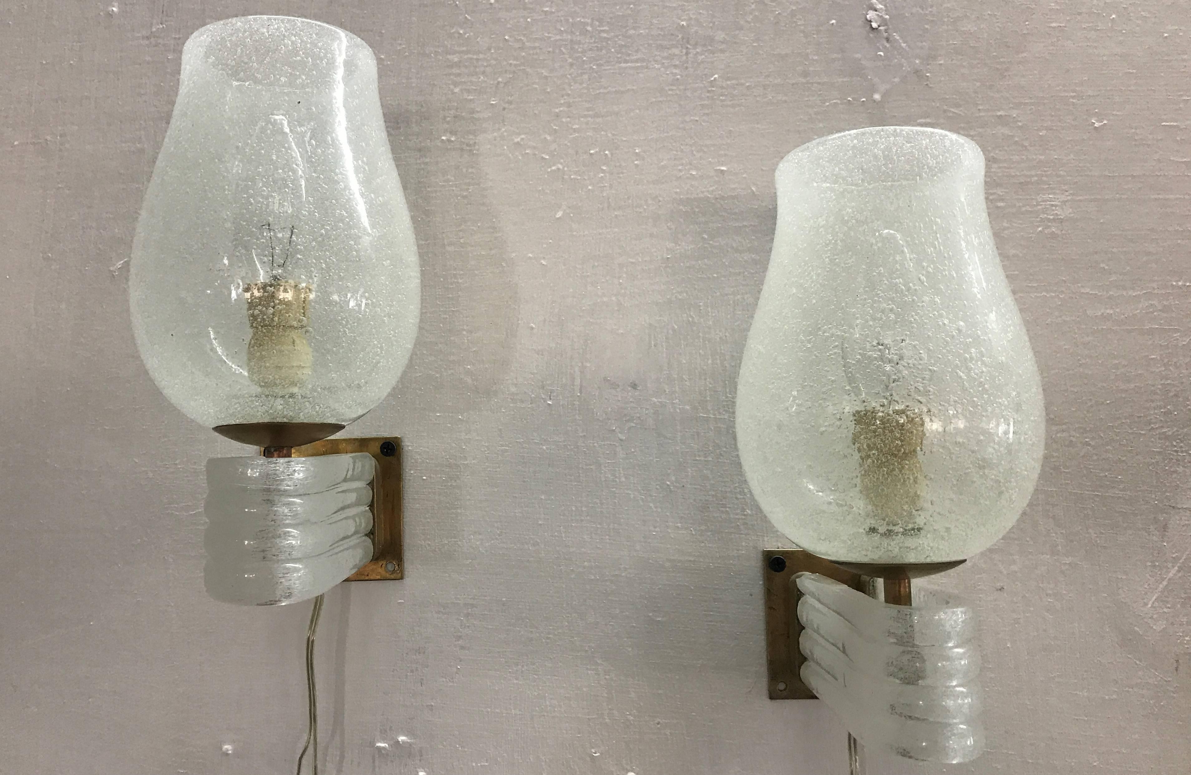 Italian Mid-Century Modern Venini Sconces by Tomaso Buzzi in 