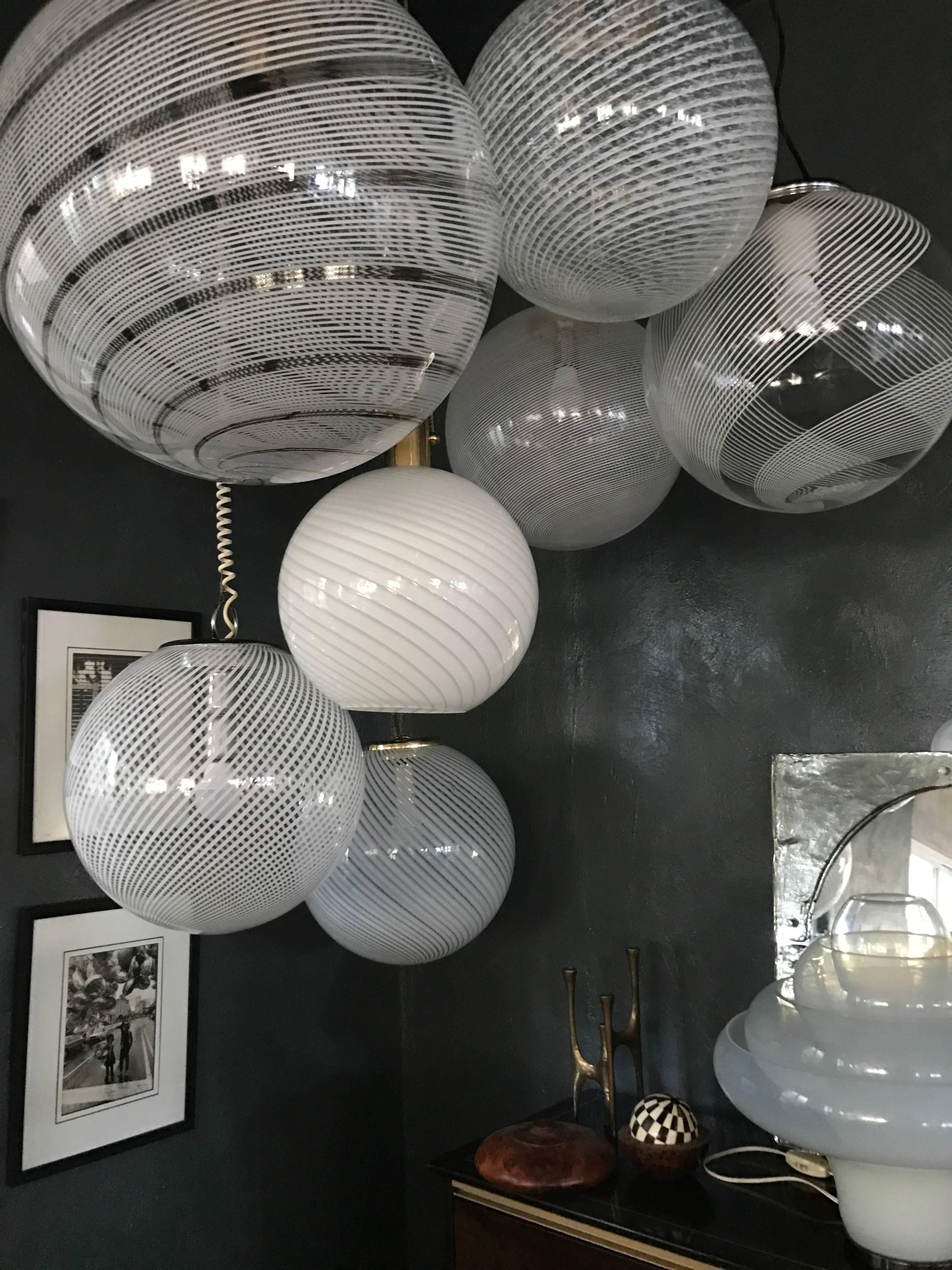 Fatto a mano Venini, lampadario 'Tessuto' in vetro di Murano, circa 1970 in vendita