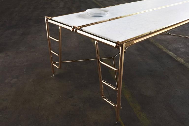 Scaffold Conference Table In Marble And Bronze With Seating For American Scaffold Conference Table In Marble And Bronze With Seating For Eight