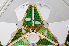 Intricate Wood Carved Geometric Kinetic Chandelier by Eddy Sykes