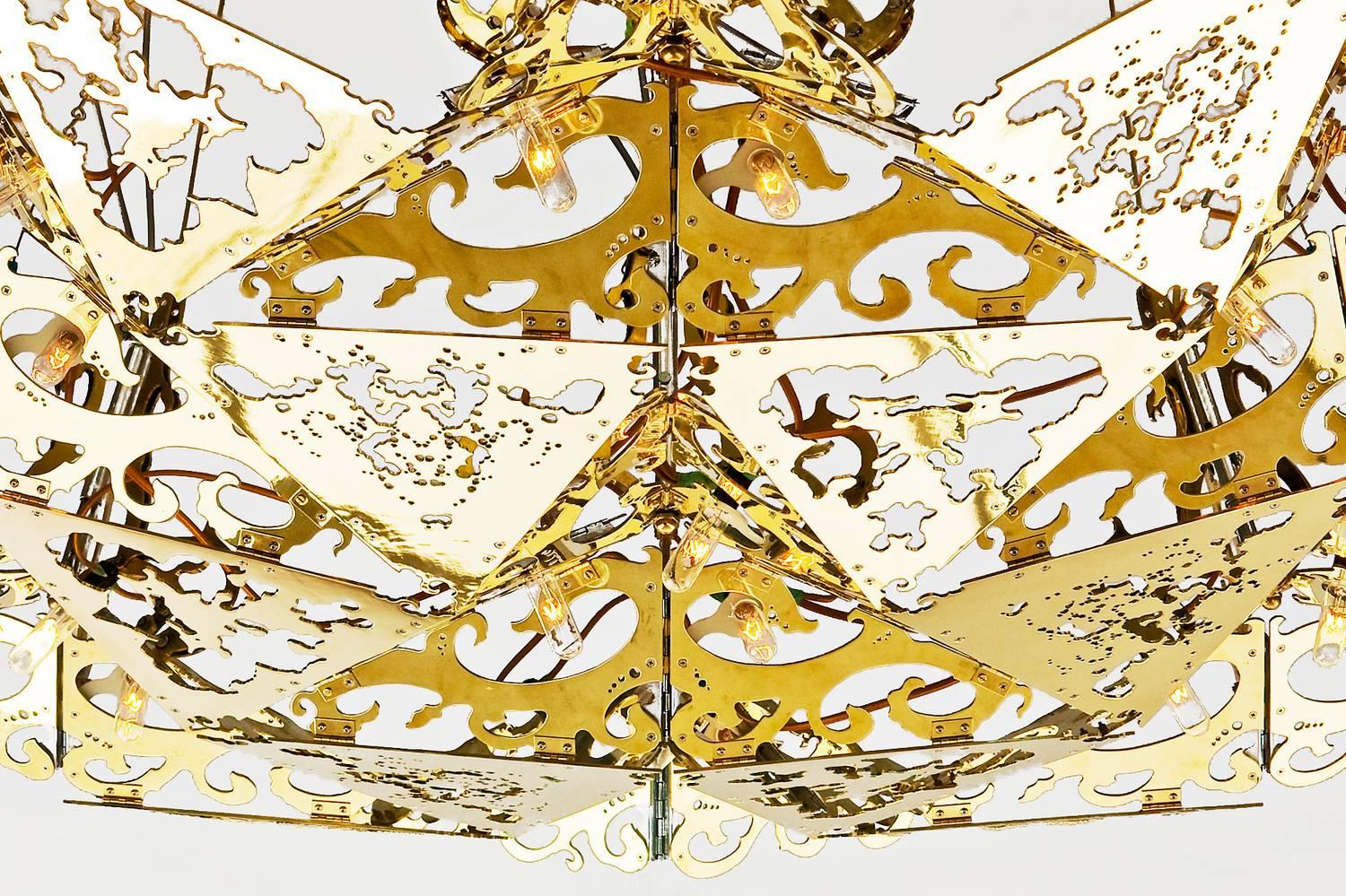 Yakuza Lou Kinetic Geometric Chandelier by Eddy Sykes In New Condition For Sale In Los Angeles, CA
