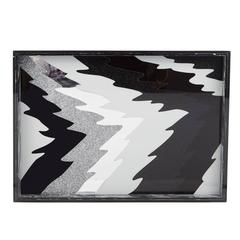 Edie Parker Home Ripple Tray in Obsidian Black and Grey Multi Acrylic