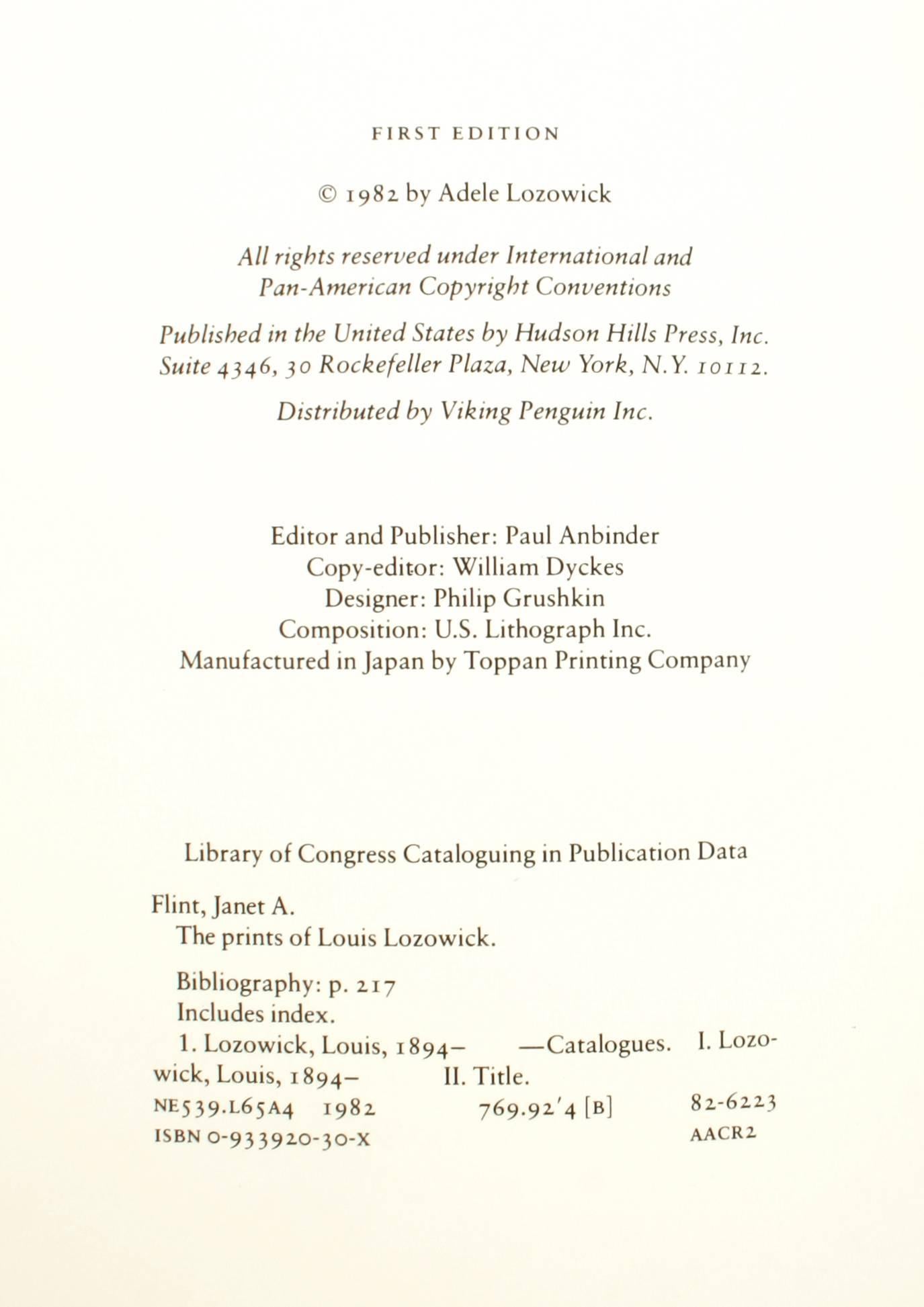 Prints of Louis Lozowick, a Catalogue Raisonne, First Edition 4