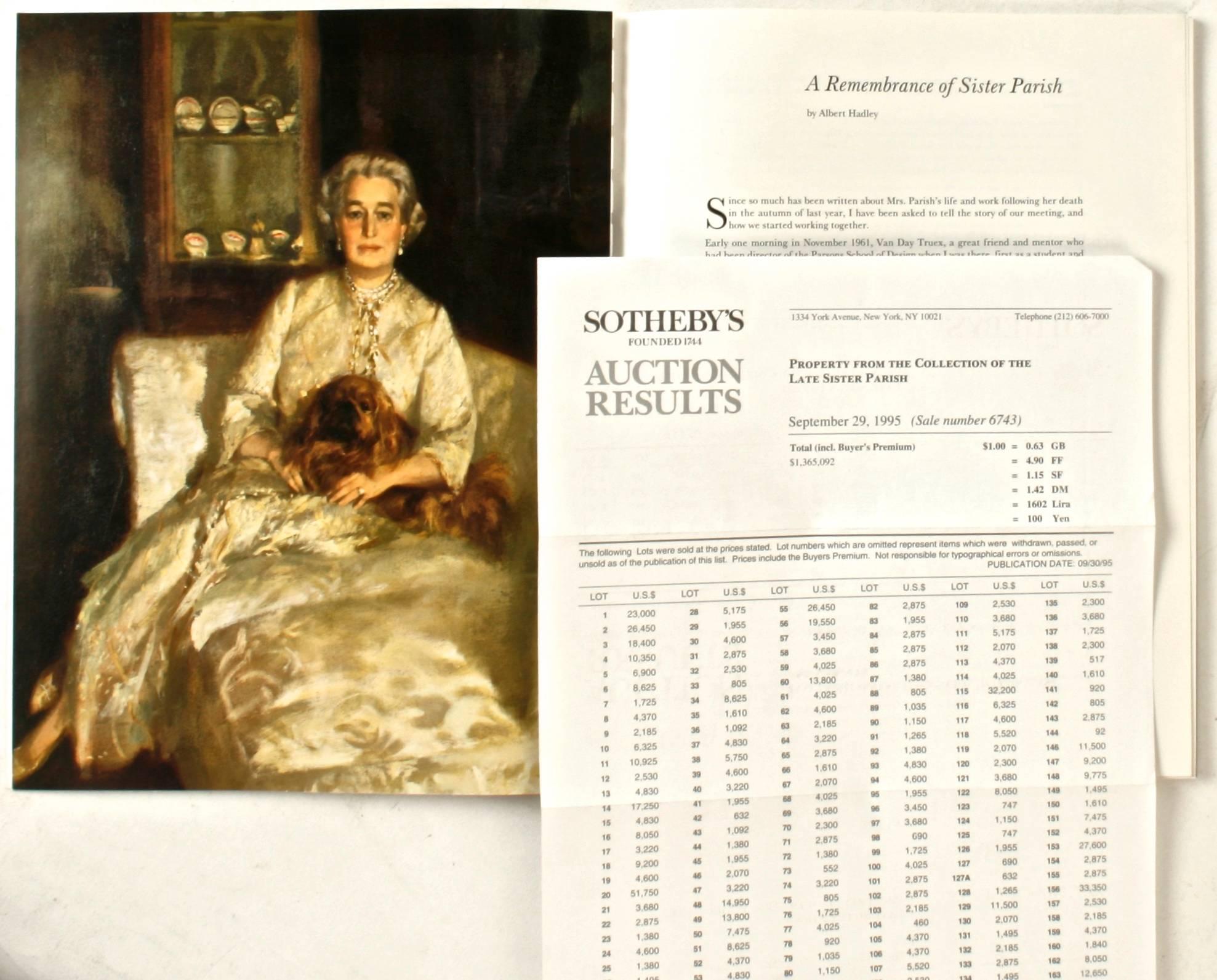 American Sotheby's Property from the Collection of the Late Sister Parish, 9/29/95