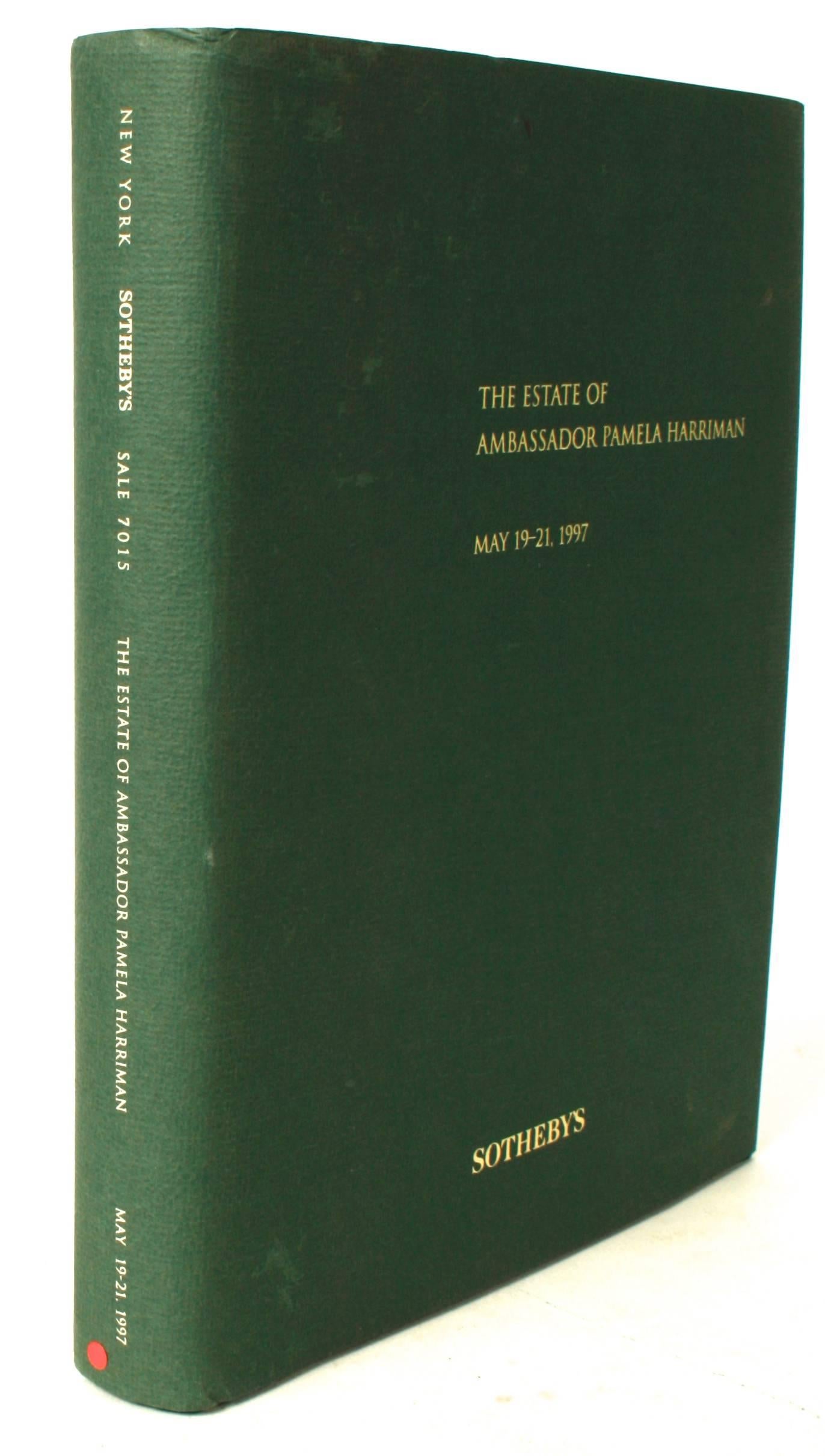 Auction catalogue from The Estate of Ambassador Pamela Harriman May 19-21, 1997. New York: Sotheby's, 1997. First edition softcover with results, 478 pp. Auction catalogue from Sotheby's auction of the Pamela Harriman estate. The book includes