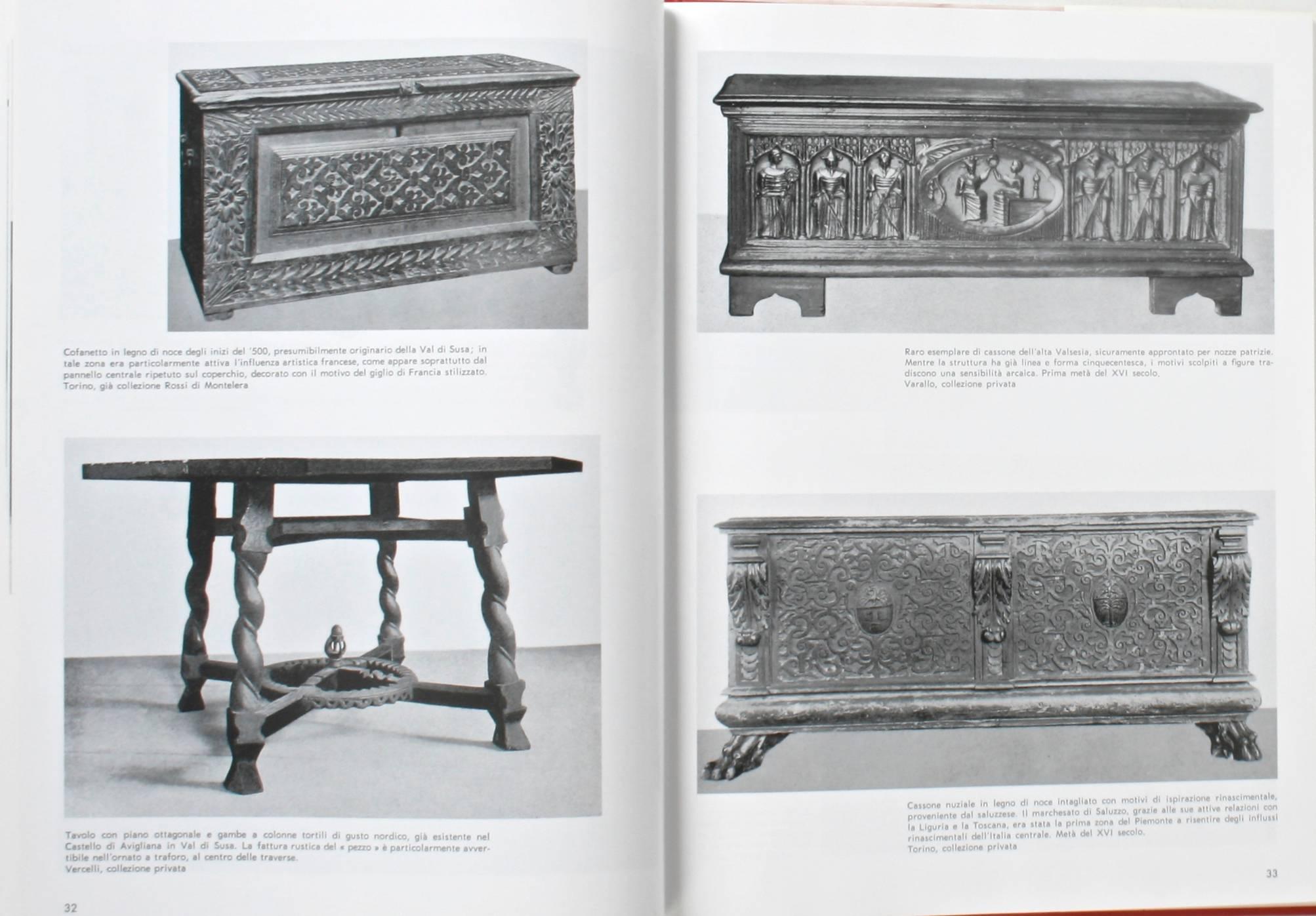 Il Mobile Piemontese (Piedmontese Furniture.) Milan: Görlich Editore, 1997. First edition hardcover with dust jacket. 204 pp. Italian text. A beautiful book on the history of carved Piedmont furniture and design with 16 full page color plates and