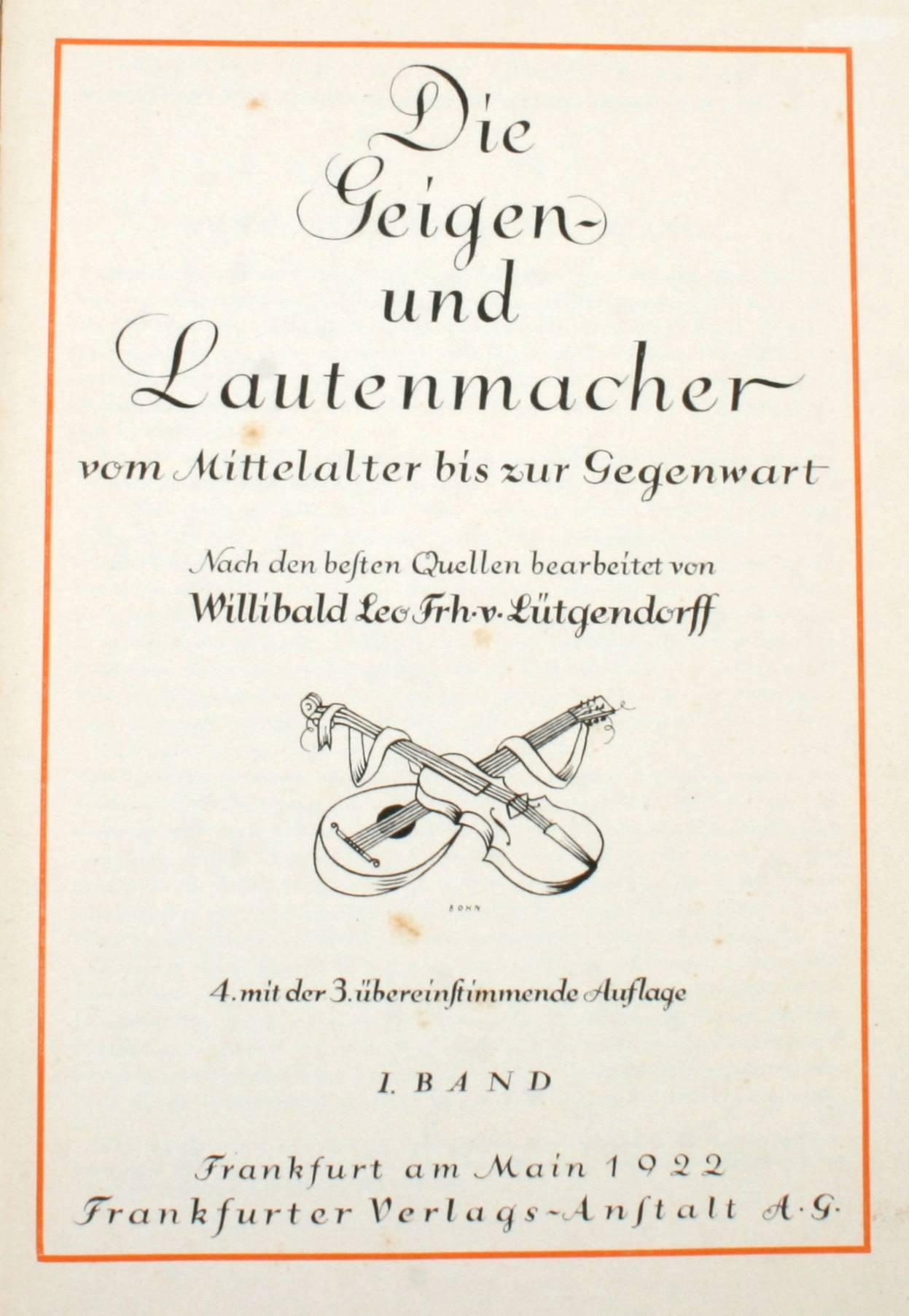 German Three Books on Violins and Violin Makers For Sale