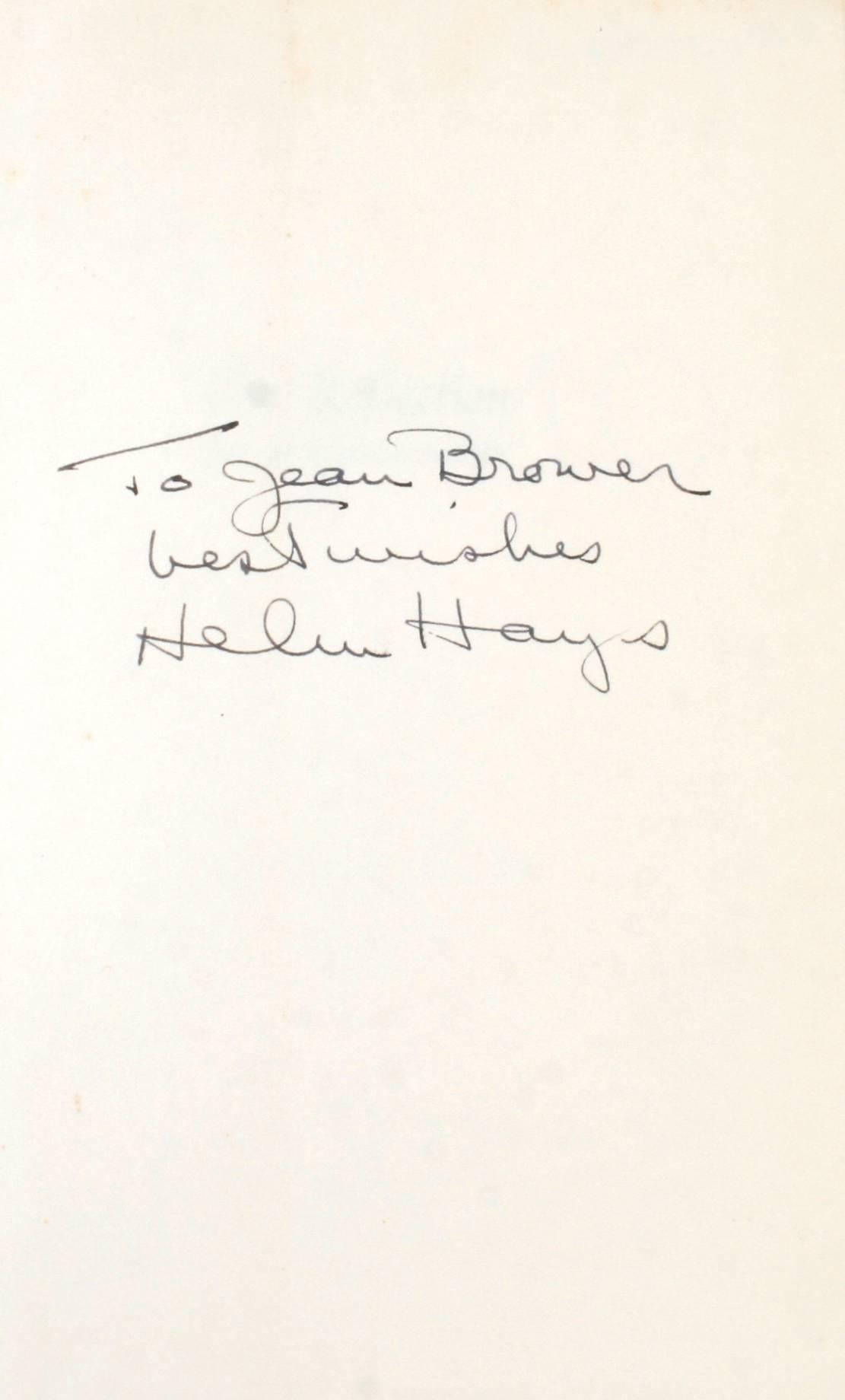Helen Hayes on Reflection An Autobiography. New York: M. Evans and Company, Inc., 1968. Signed third printing hardcover with dust jacket. The autobiography of Helen Hayes that was written for her grandchildren. The book has family stories, backstage