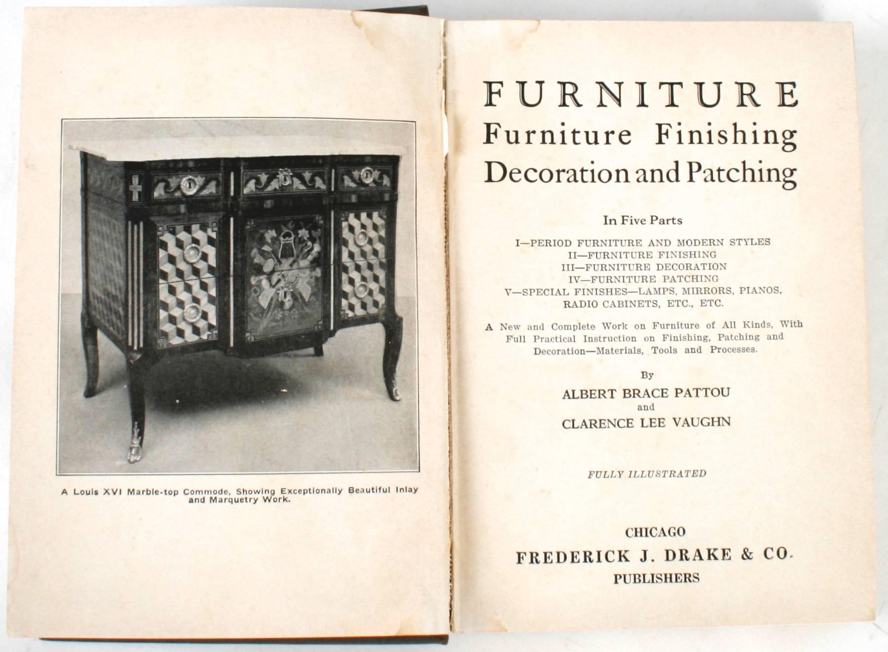 Two books on furniture finishing. 1.) Furniture Finishing, Decoration and Patching. Chicago: Frederick J. Drake and Co. Publishers., 1964. First edition fourth printing hardcover with no dust jacket. 551 pp. A fully illustrated guide to furniture
