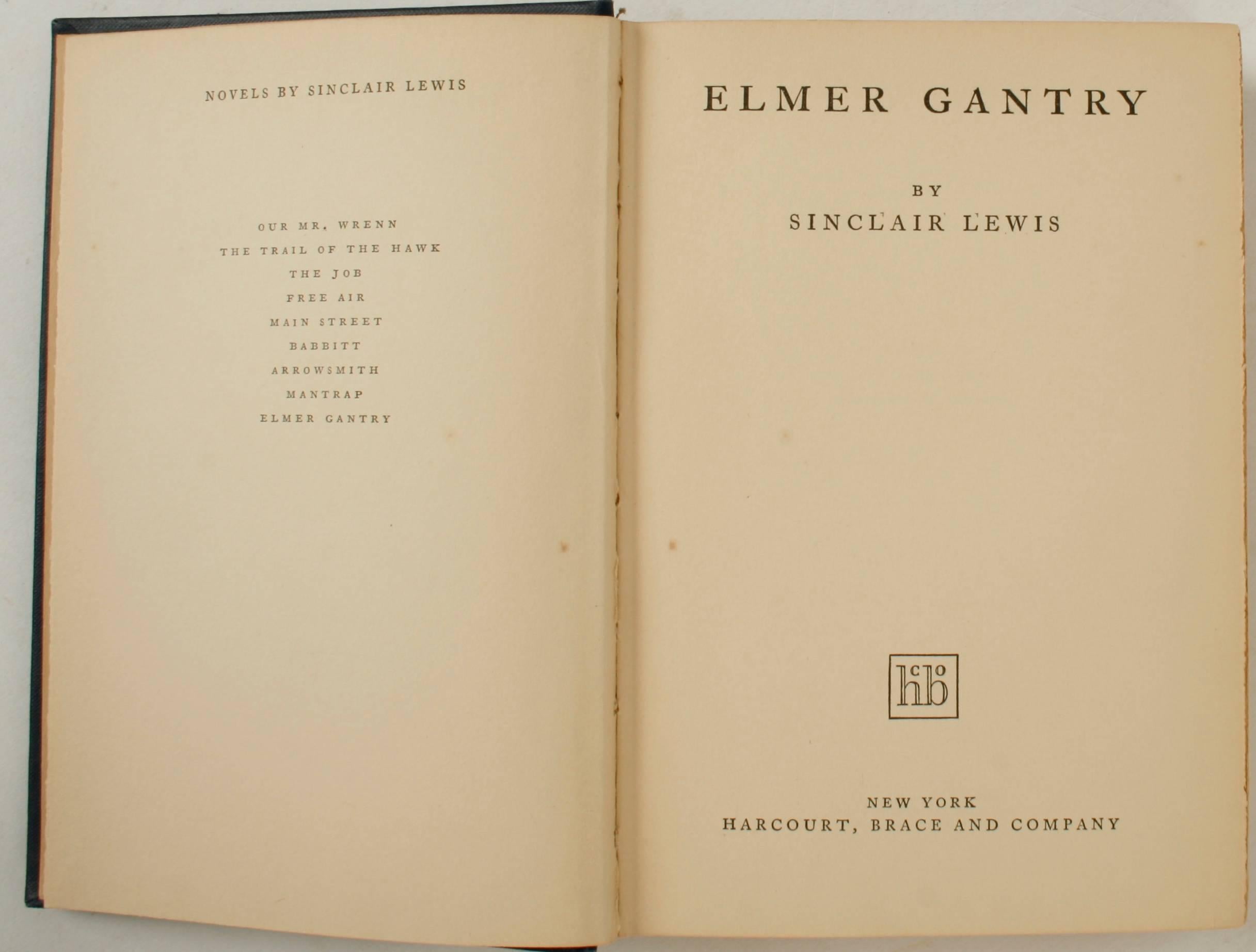 American Elmer Gantry by Sinclair Lewis, First Edition For Sale