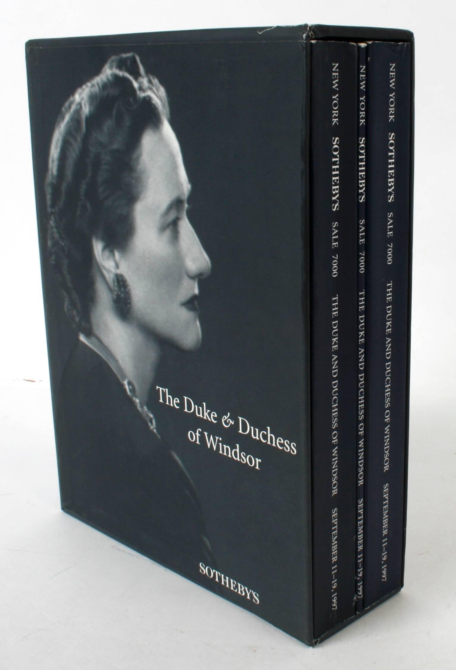 Sotheby's catalogues from the Duke and Duchess of Windsor Auction from September 11-19, 1997. New York: Sotheby's, 1997. First edition soft covers with slip case. A three volume set with slip case of items auctioned from the Duke and Duchess of
