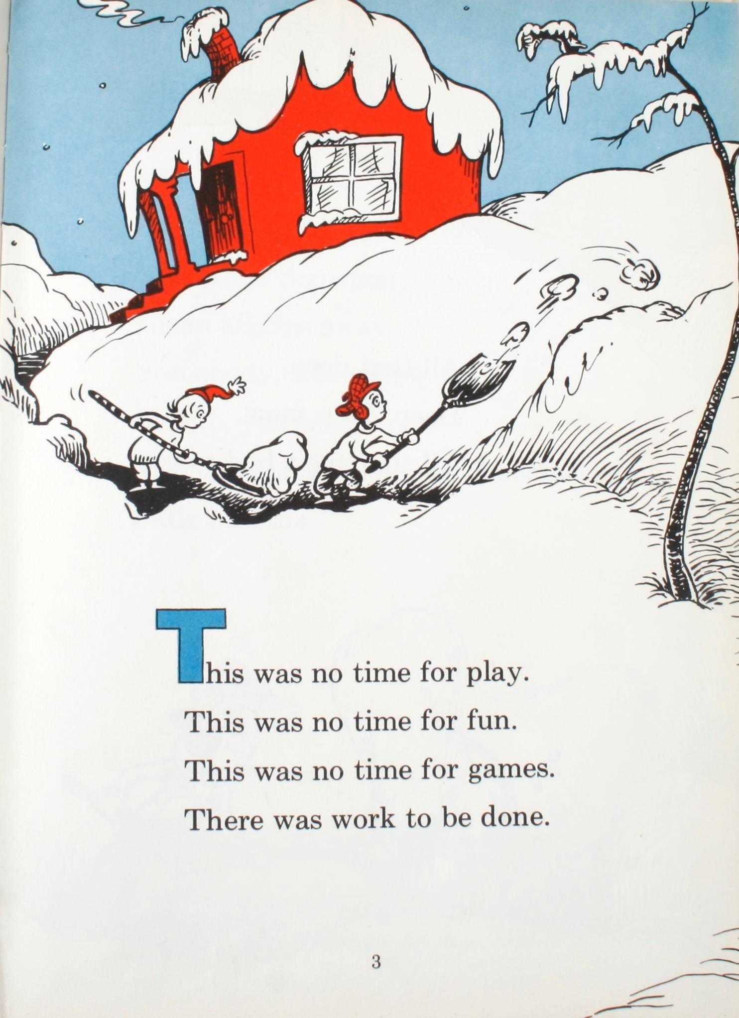 The Cat in the Hat Comes Back by Dr. Seuss. Random House, NY, 1958. Stated first printing hardcover no dust jacket. With all first edition issue points: Stated first printing, Cat's tie is white, snowball to left of cat's tail, all pages in color,