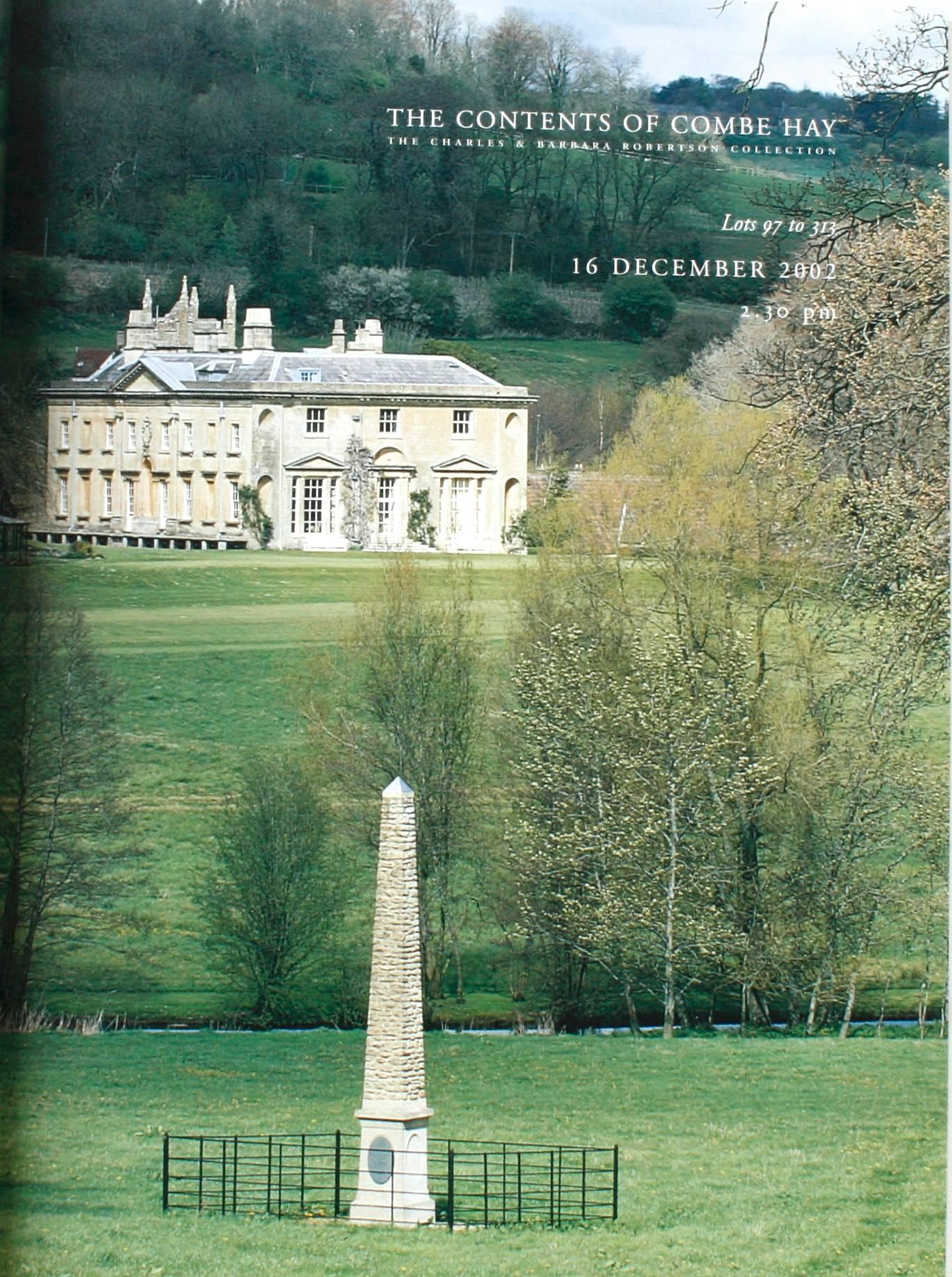 Sotheby's; The Charles & Barbara Robertson Collection: The Contents of Combe Hay, Vol II 16 December 2002. Charles Robertson and Barbara Fry married in 1935. Four years later, they purchased Combe Hay, a grand and secluded 18th century county house