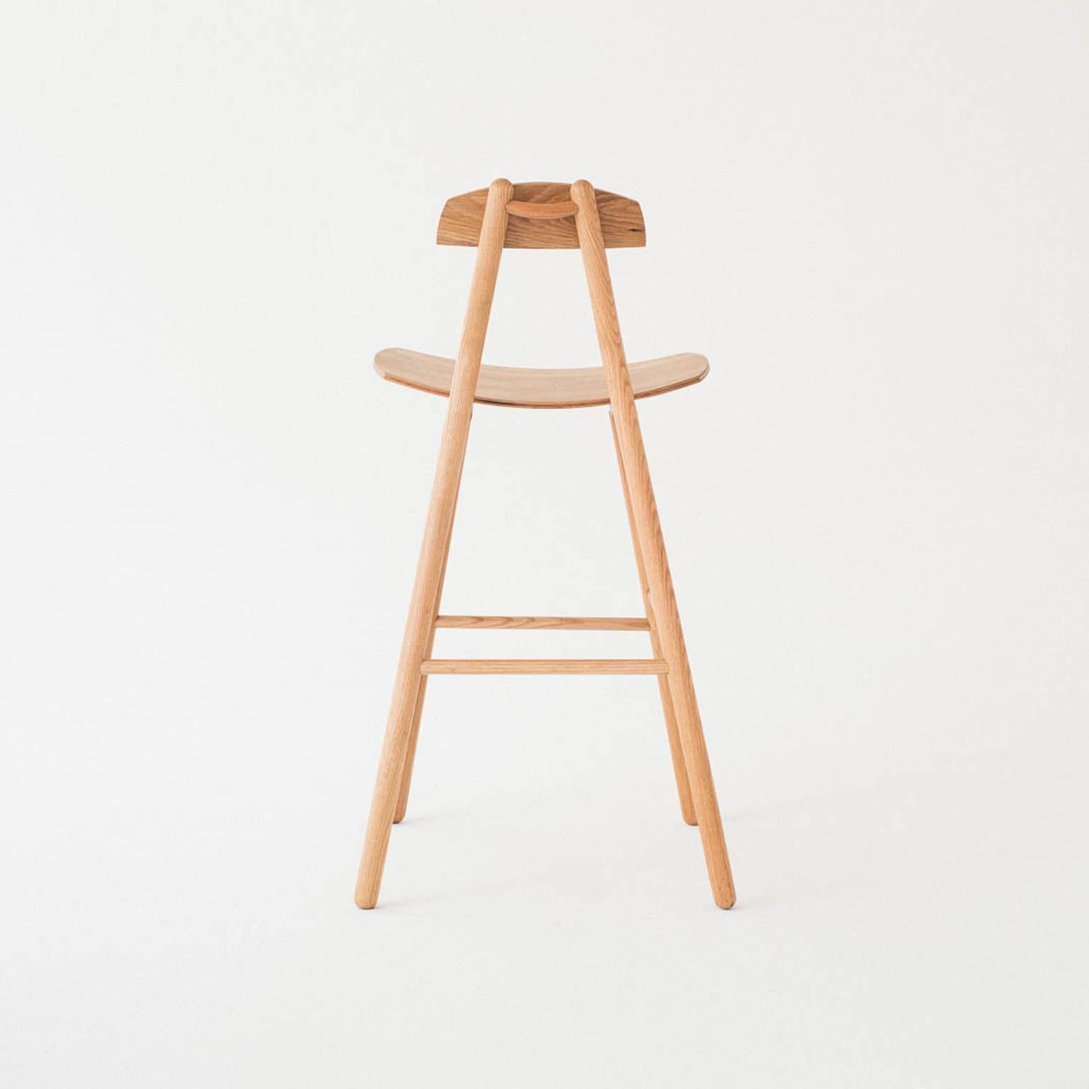 Hand-Crafted Hiro Barstool in Oak For Sale
