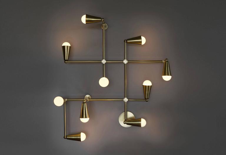 Zig-Zag Brass Made-to-order Sconce or Ceiling Light Fixture For Sale at