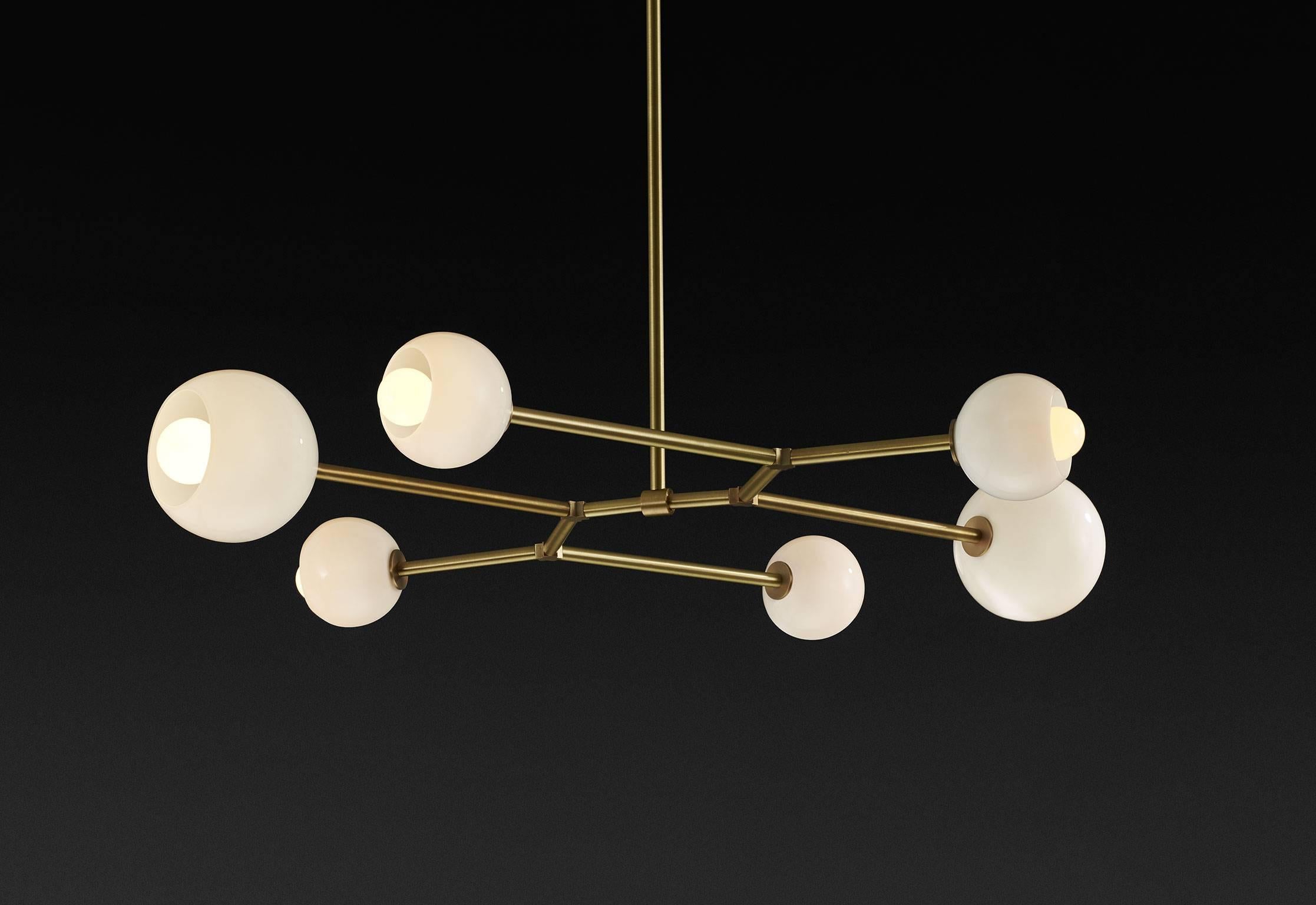 Canadian Mode Brass and Blown Glass Made-to-Order Chandelier 