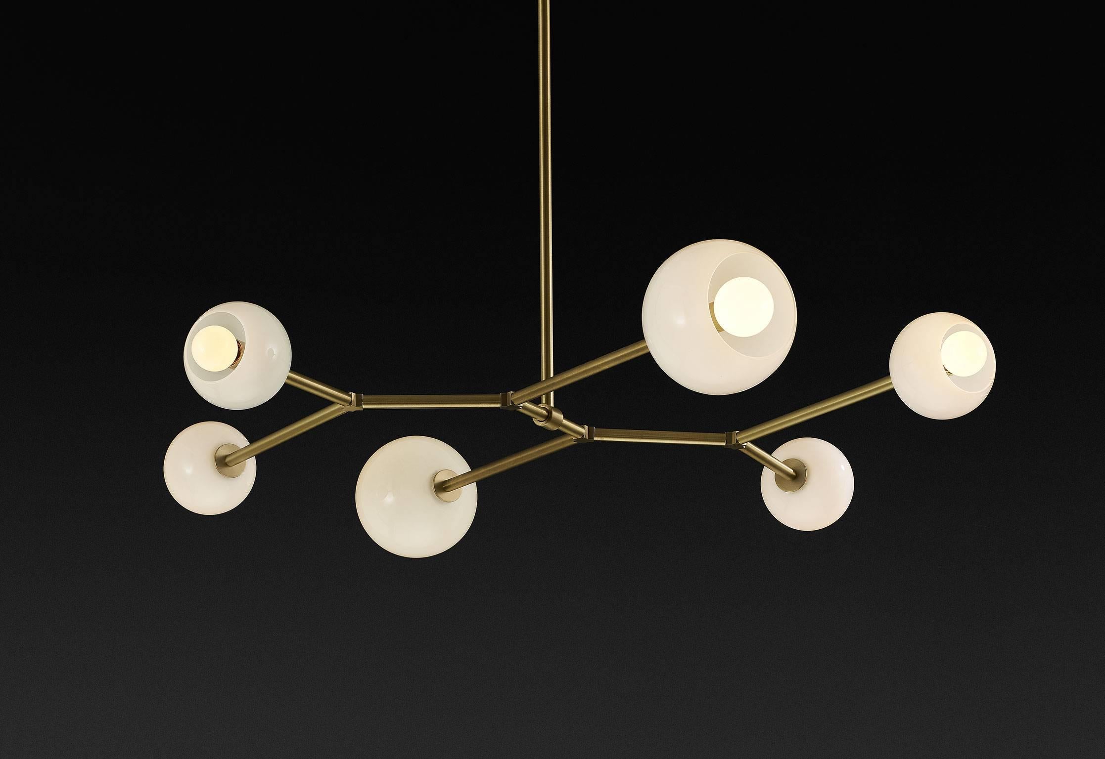 Mode Brass and Blown Glass Made-to-Order Chandelier  im Zustand „Neu“ in Kingston, Ontario