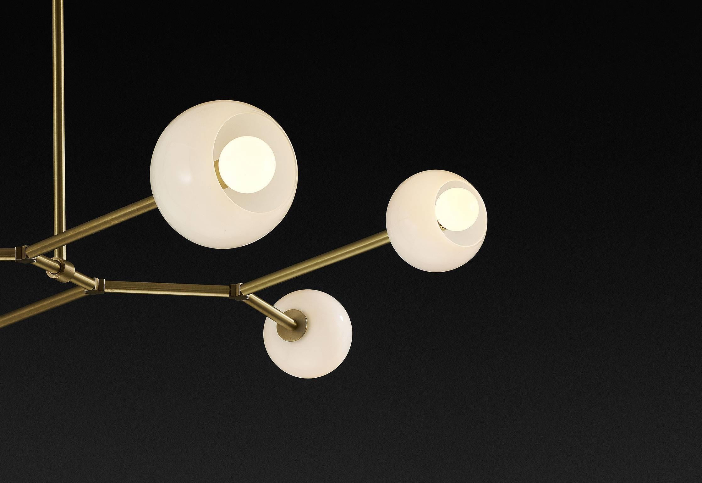 Lacquered Mode Brass and Blown Glass Made-to-Order Chandelier 