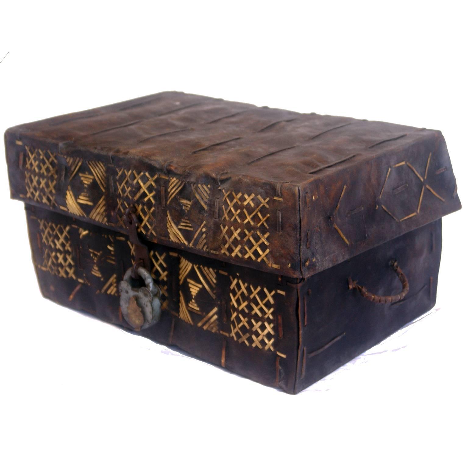South African African Rawhide Deeds Box For Sale