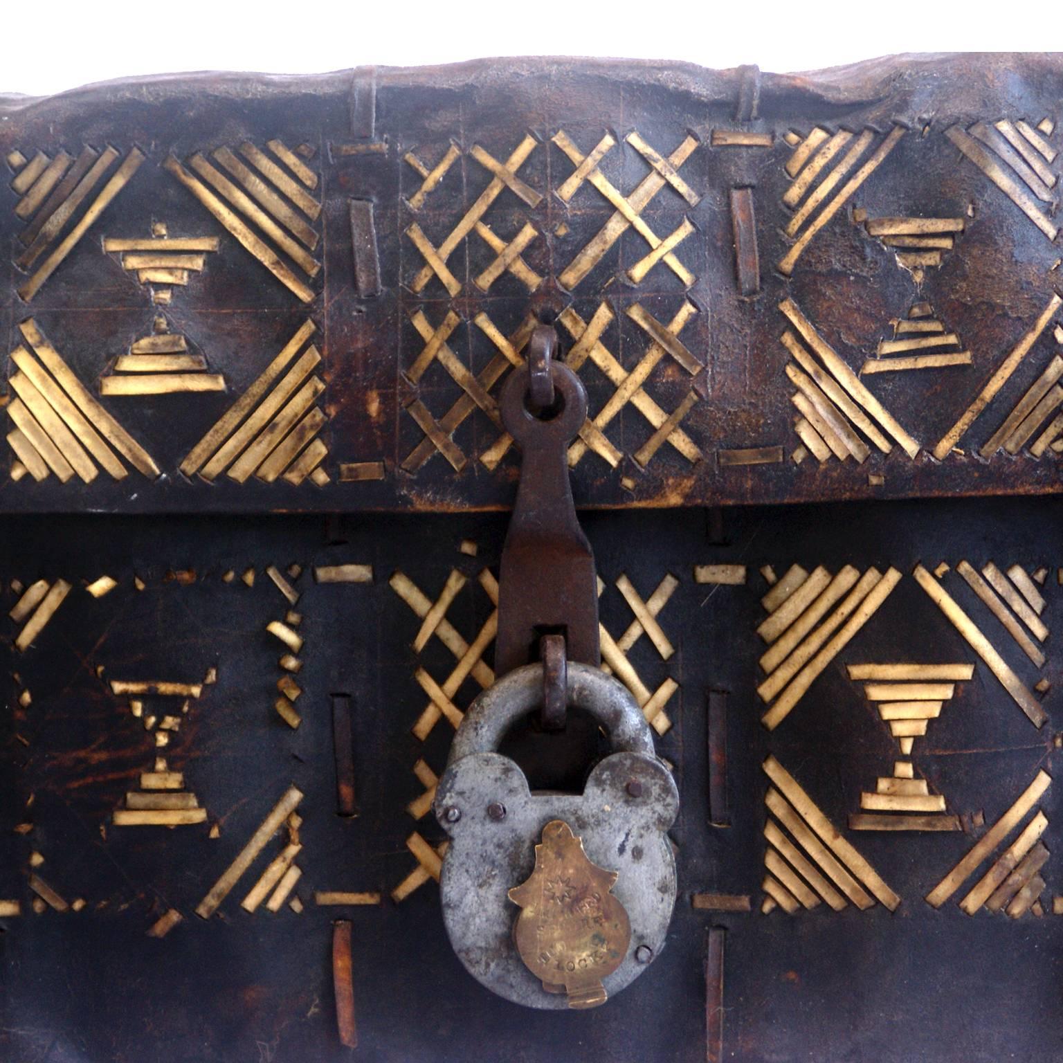 19th Century African Rawhide Deeds Box For Sale