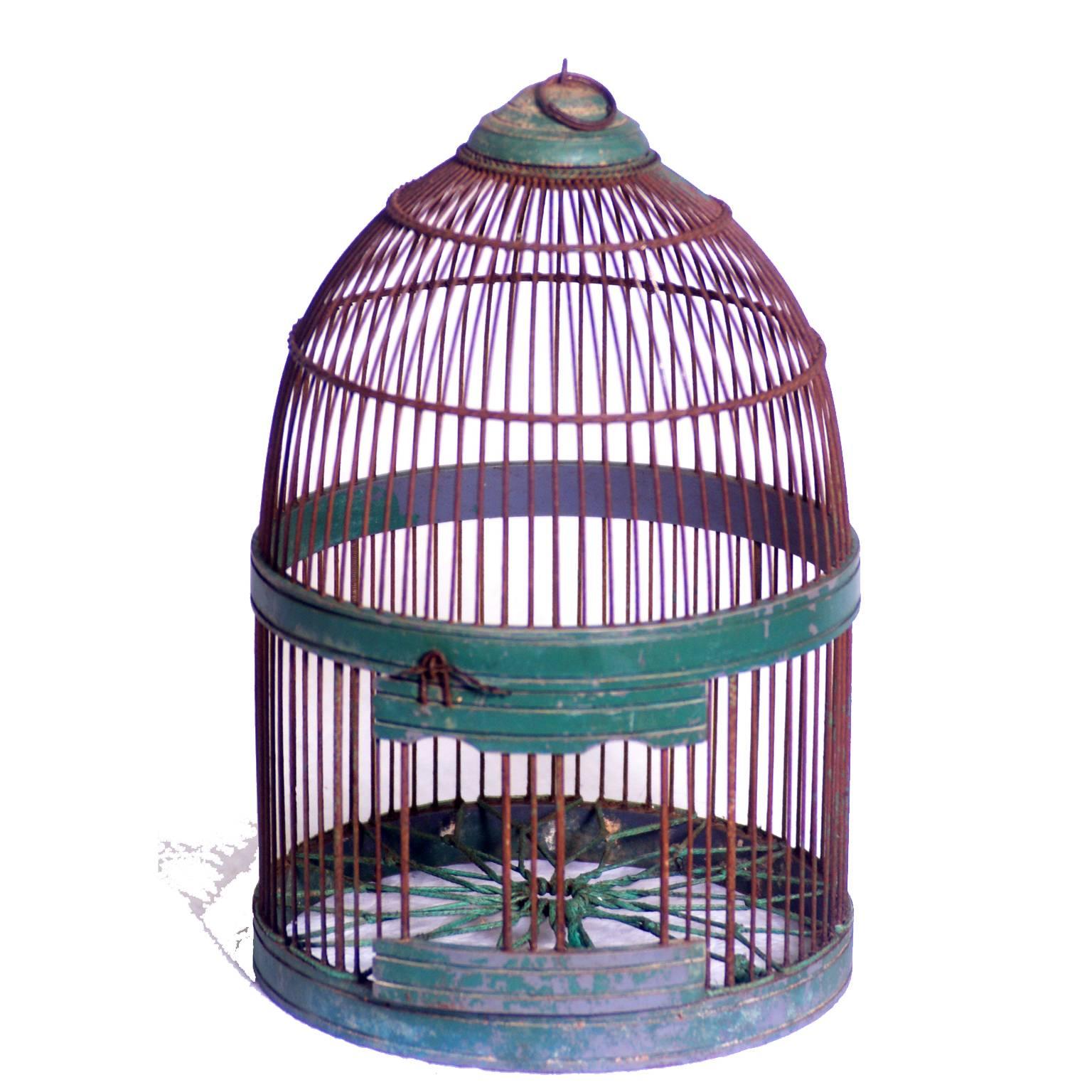 Folk Art Six Wire Bird Cages For Sale