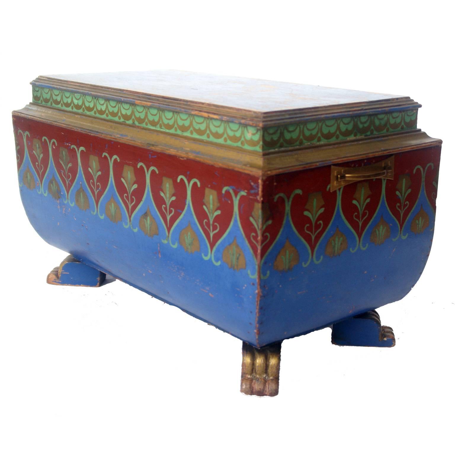 Art Nouveau Painted Sarcophagus Side Table or Footstool