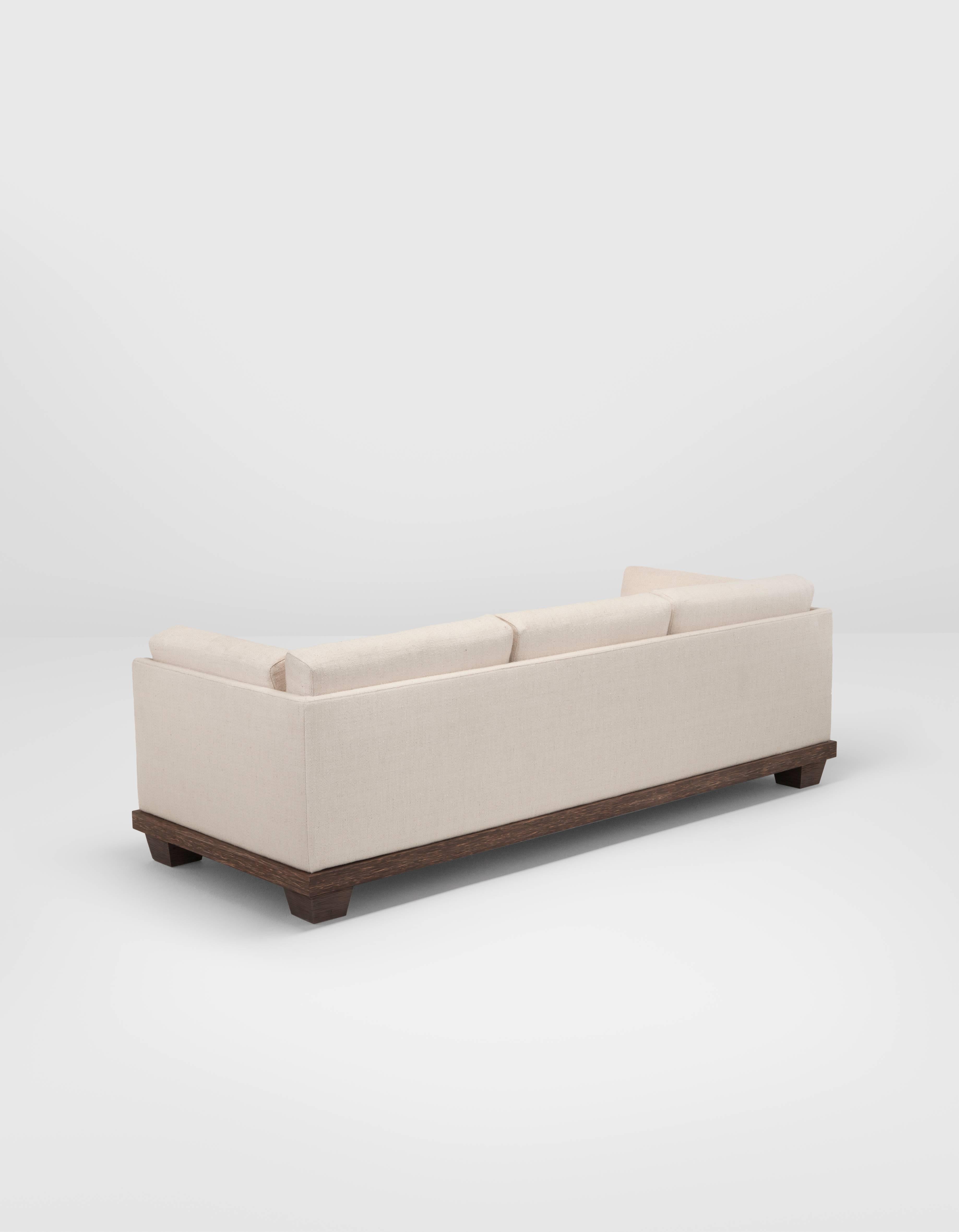 Modern Philippo Sofa by Francis Sultana, Palm Wood, Patinated Bronze, Upholstery