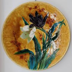 Large Théodore Deck Circular Enamelled Faience Platter, circa 1880
