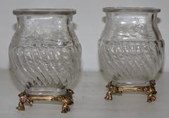 Pair of Maison Baccarat Japonisme Cutted Crystal Vases with Ormolu Mounts