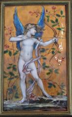 Cupid, A Very Fine Painted Enamel Plaque by Paul Victor Grandhomme, circa 1889