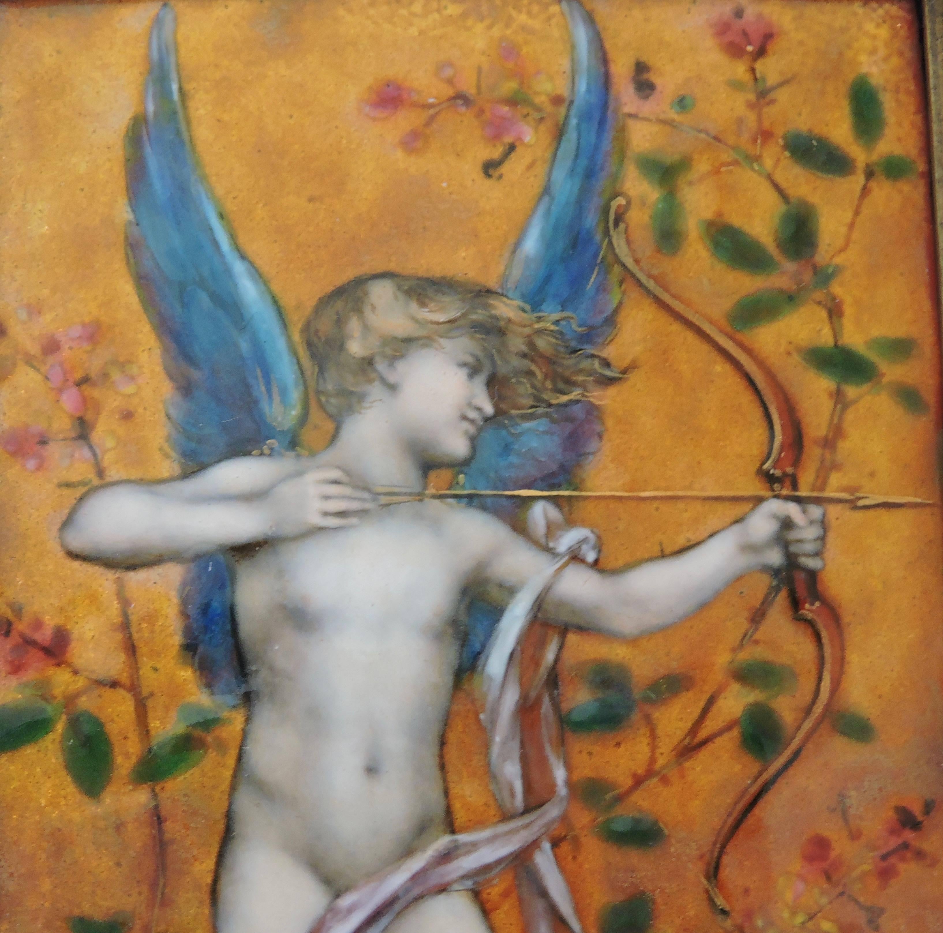 Cupid, A Very Fine Painted Enamel Plaque by Paul Victor Grandhomme, circa 1889 1
