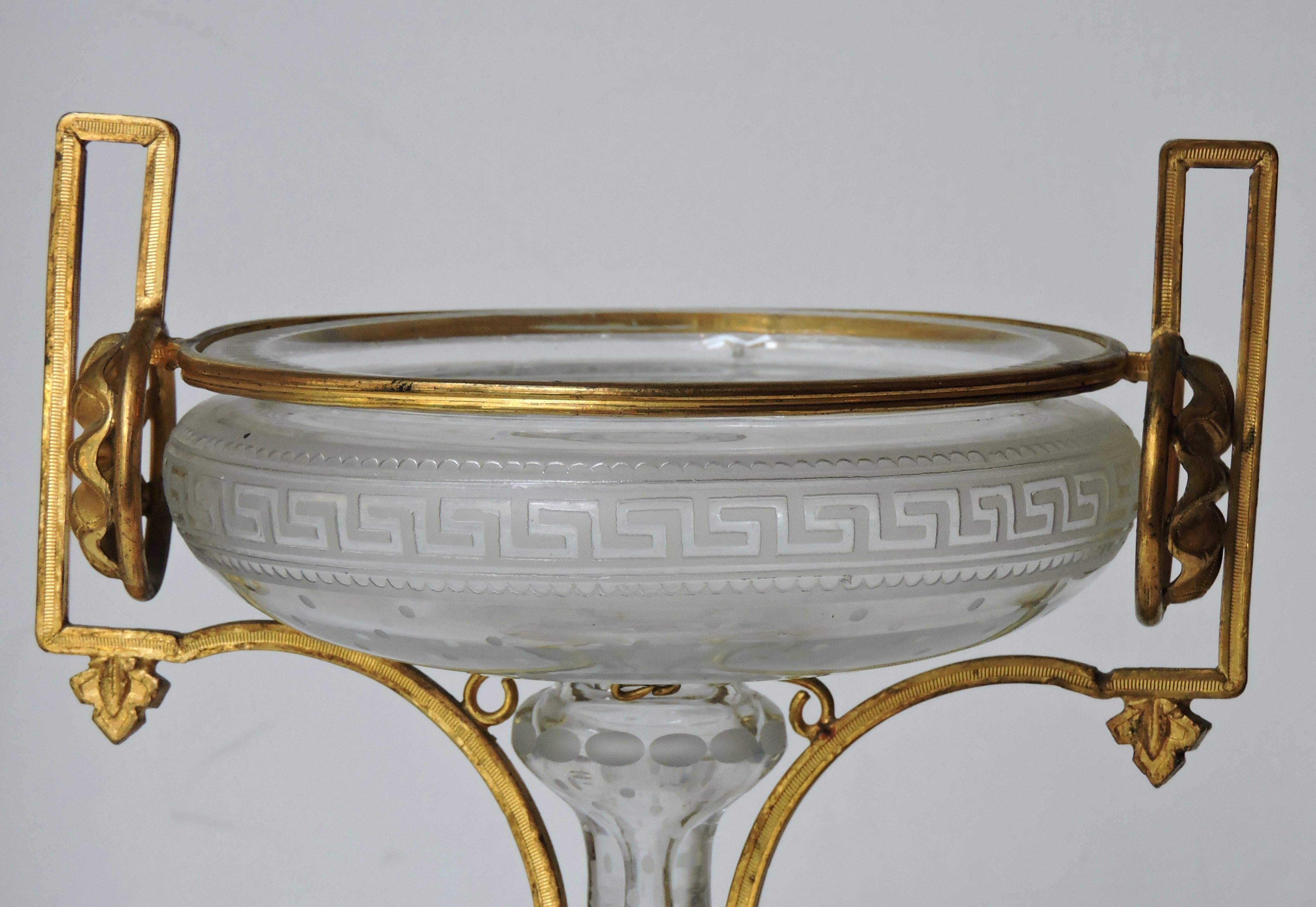 Late 19th Century Neoclassical Engraved and Ormolu-Mounted Crystal Cup, circa 1870