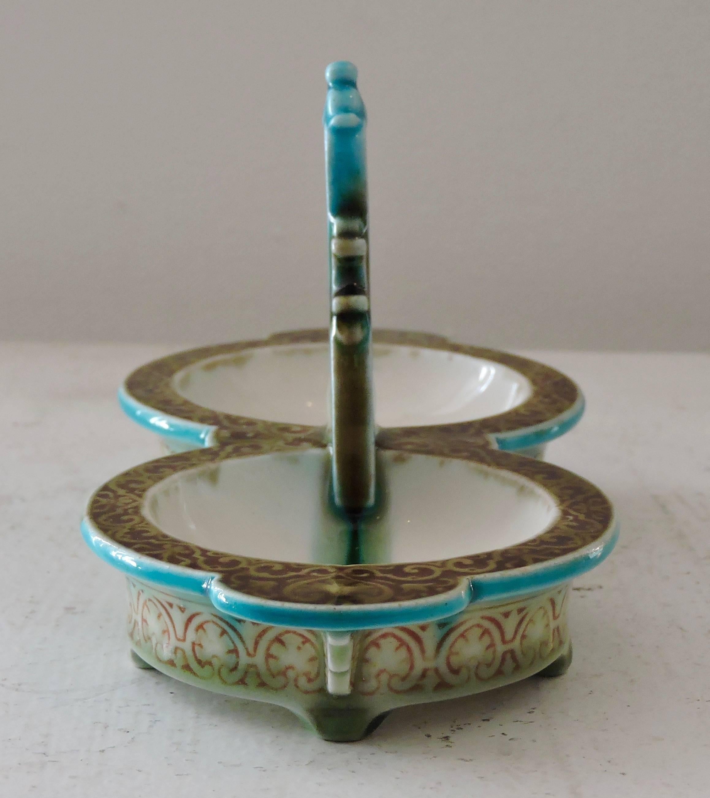 19th Century Théodore Deck Polychrome Faience Salt Cellar In Good Condition In Saint-Ouen, FR