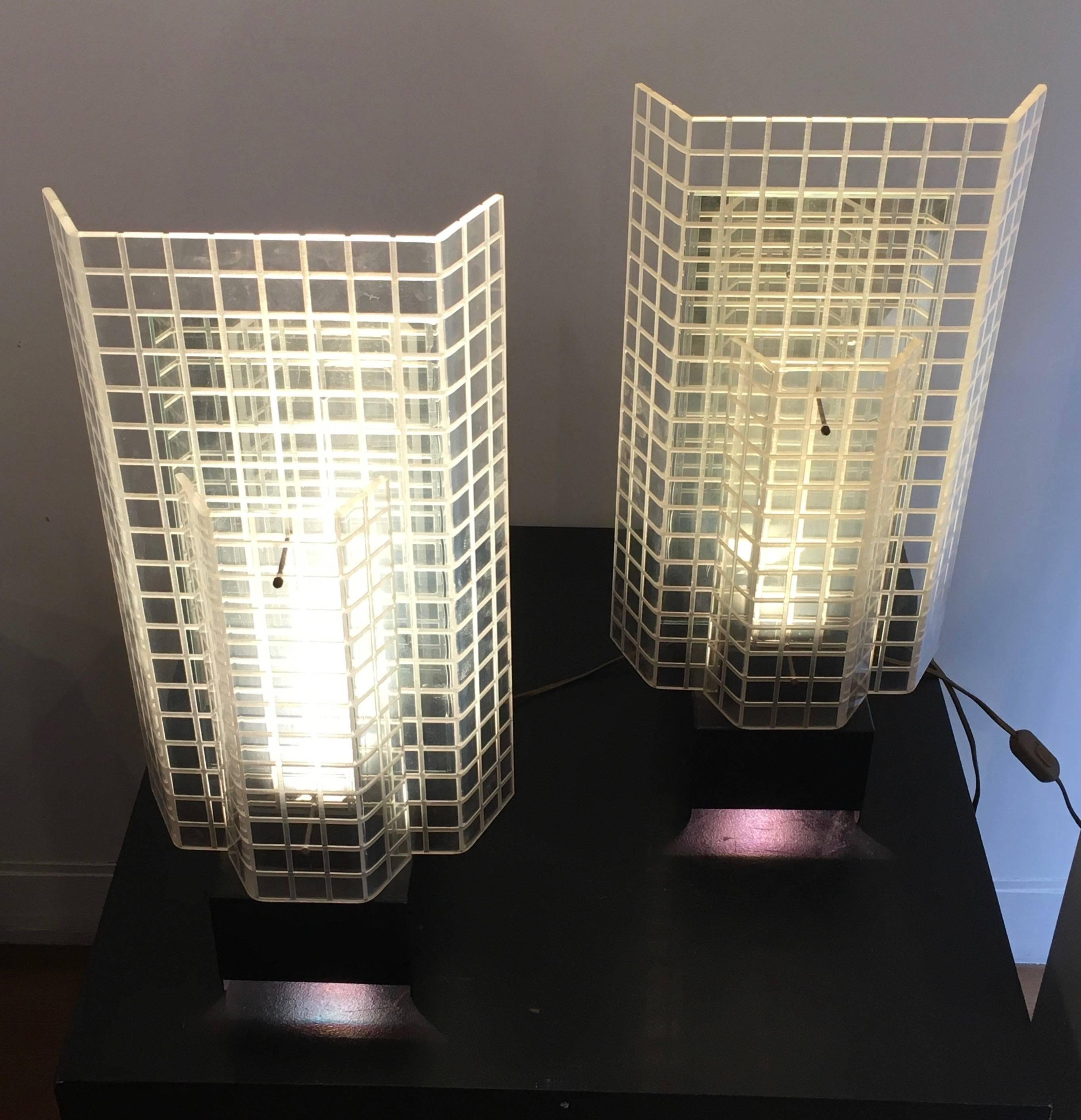 Set of Three 1980s Design Skyscrapers Table Lamps In Good Condition In Saint-Ouen, FR