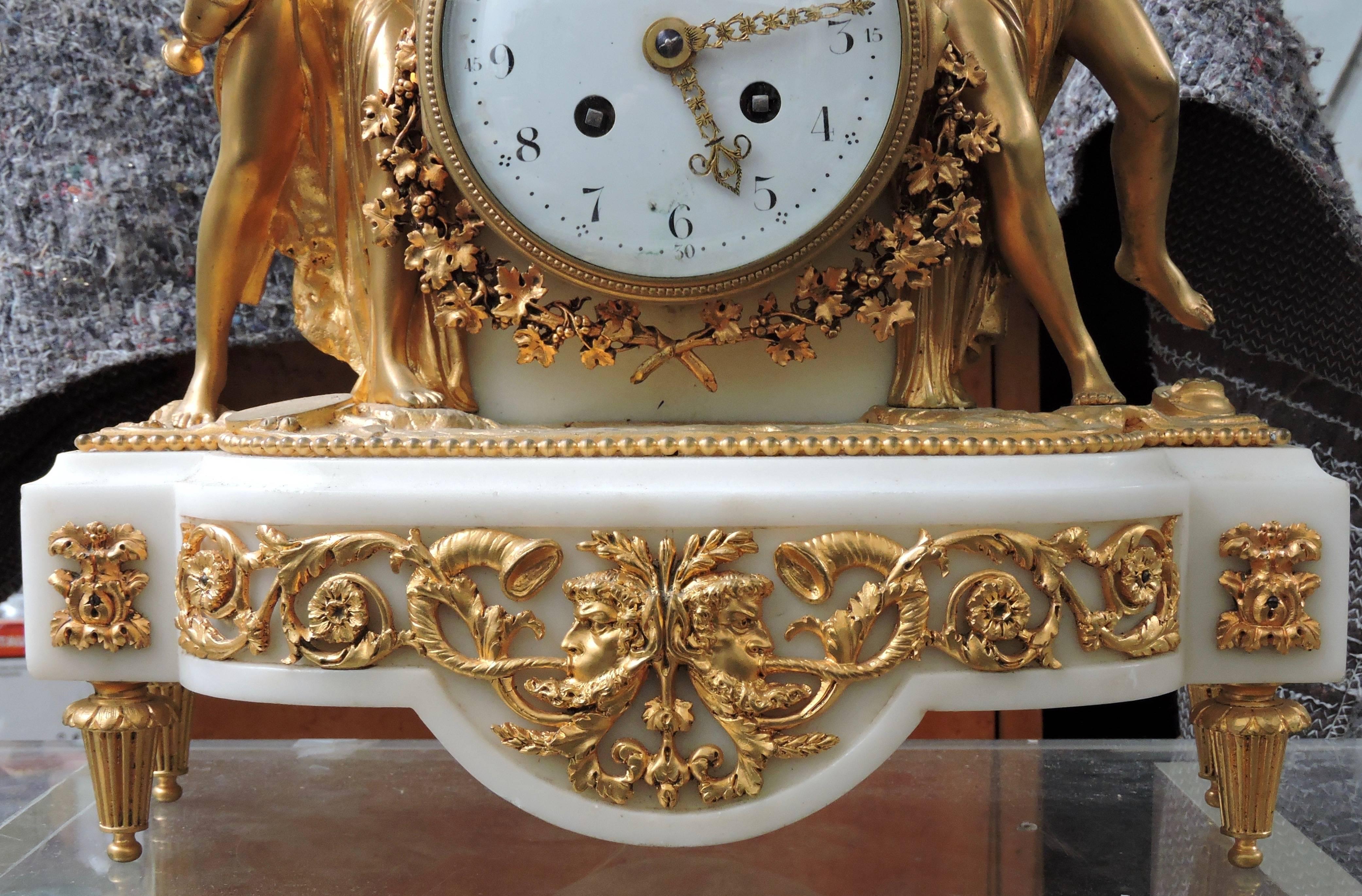 Late 19th Century French Louis XVI Napoléon III Marble and Ormolu Mantle Clock, circa 1880