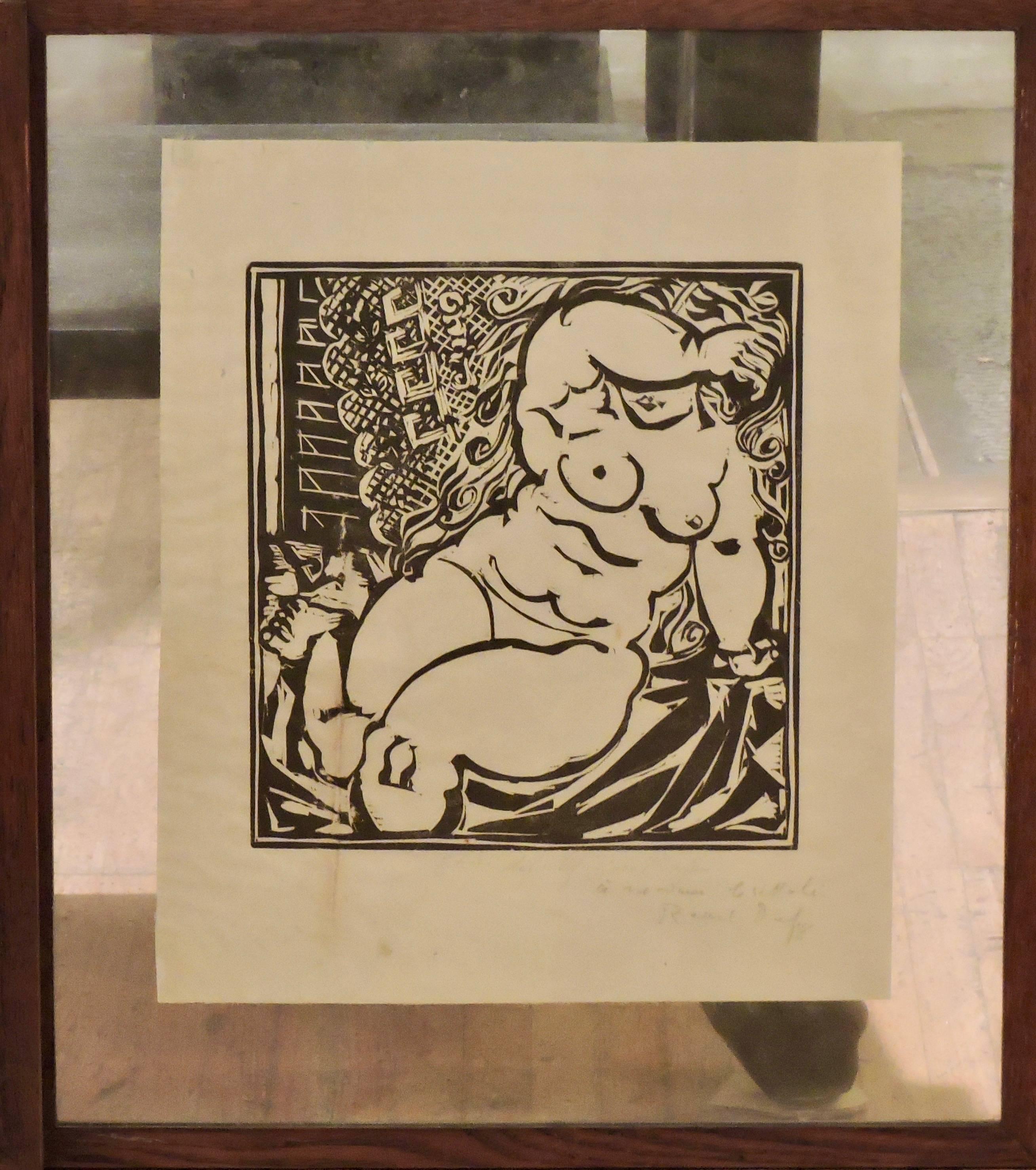 A pair of Raoul Dufy print-multiple woodcut, Chine Volant paper
Both hand signed by Raoul Dufy and dedicated
Framed in glass and mahogany
Measures: Total height 42 cm wide 36 depth 1 cm
Print height 30 cm wide 26 cm.
