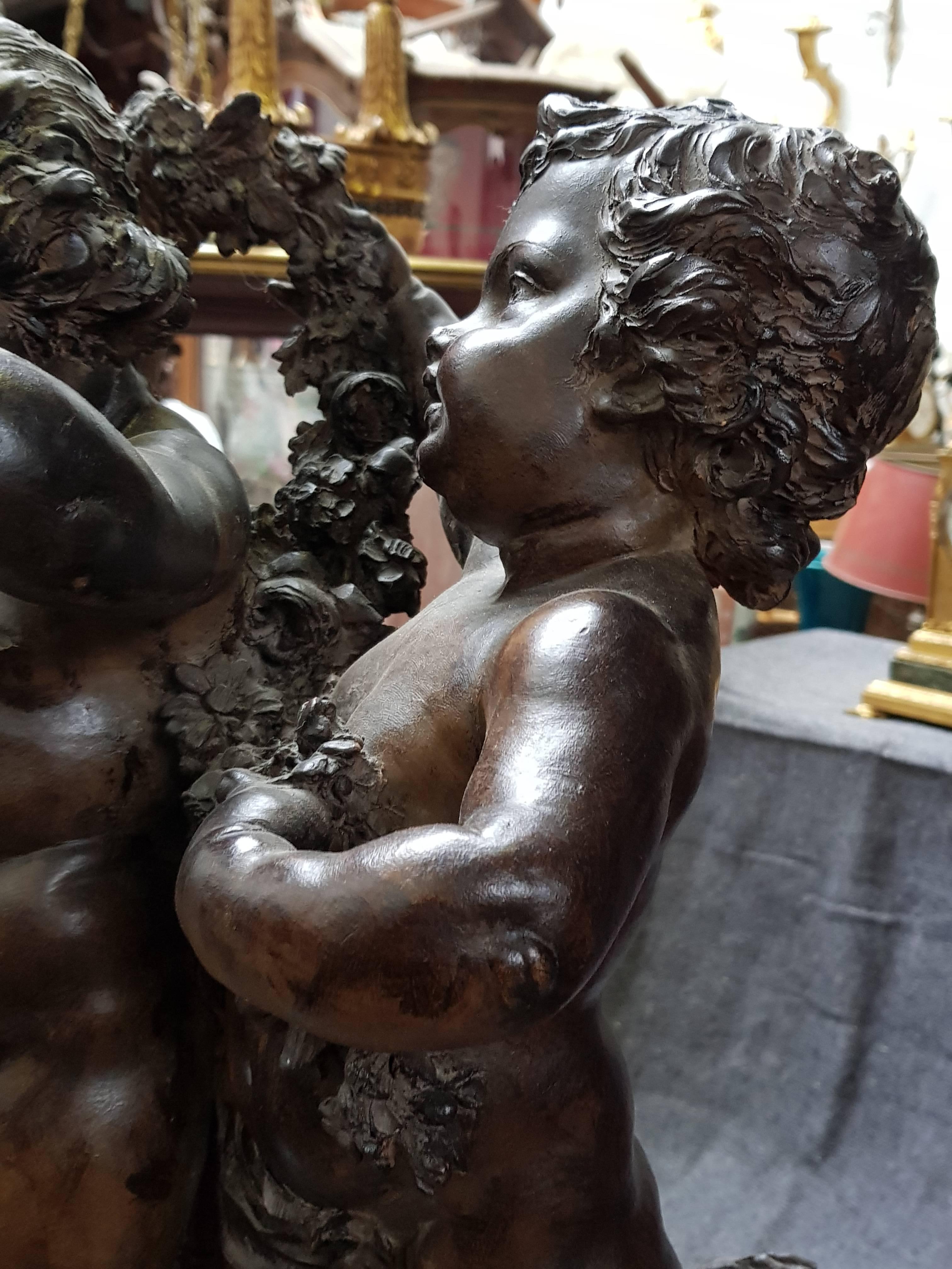 French 19th Century Terracotta Group of Musical Cherubs after Carrier-Belleuse