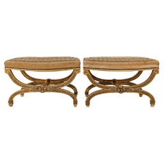 A French 19th Century Set of 4 Louis XVI Style Curule Stools Maison Jansen