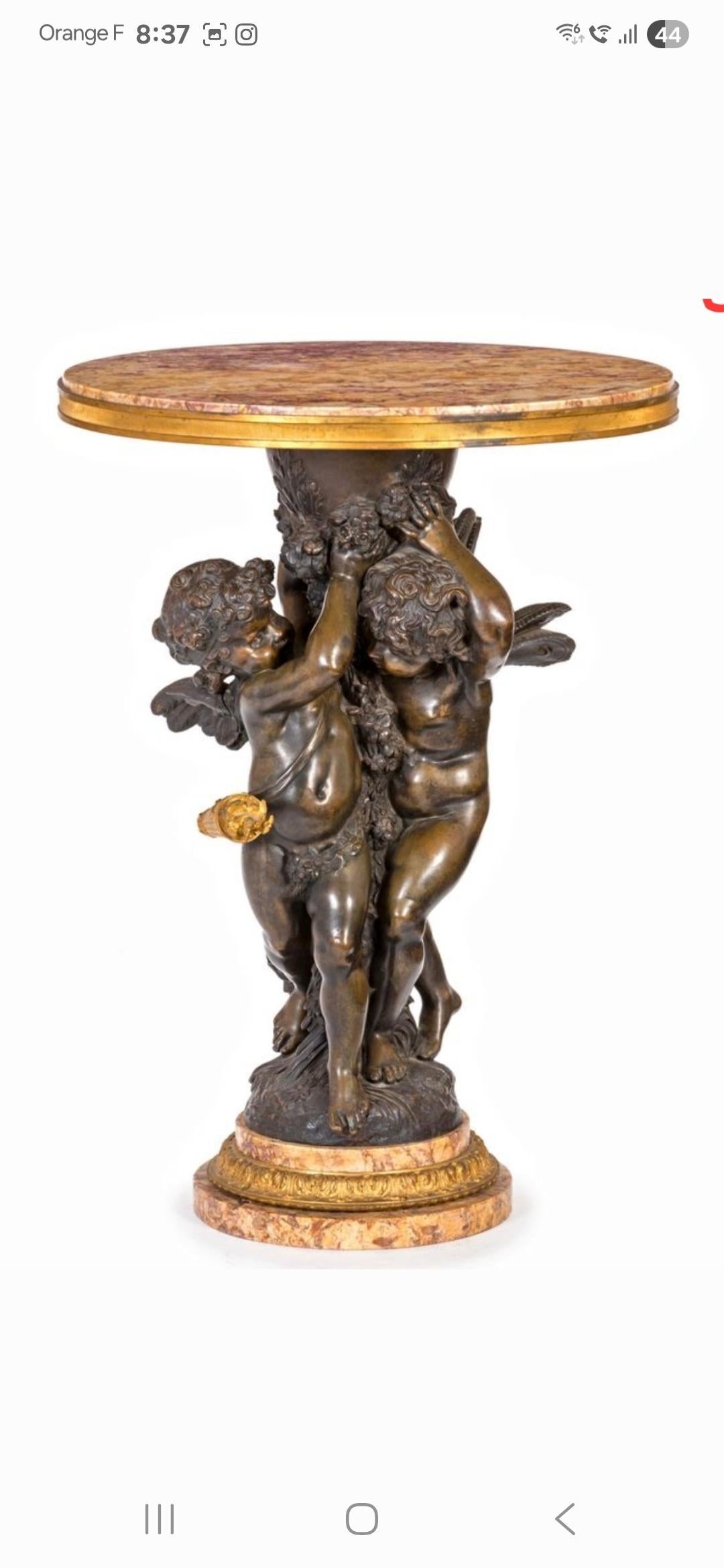 Cupidon et Psyché, un Auguste Moreau (1834-1917)  Groupe en bronze Guéridon, 1884 en vente 10